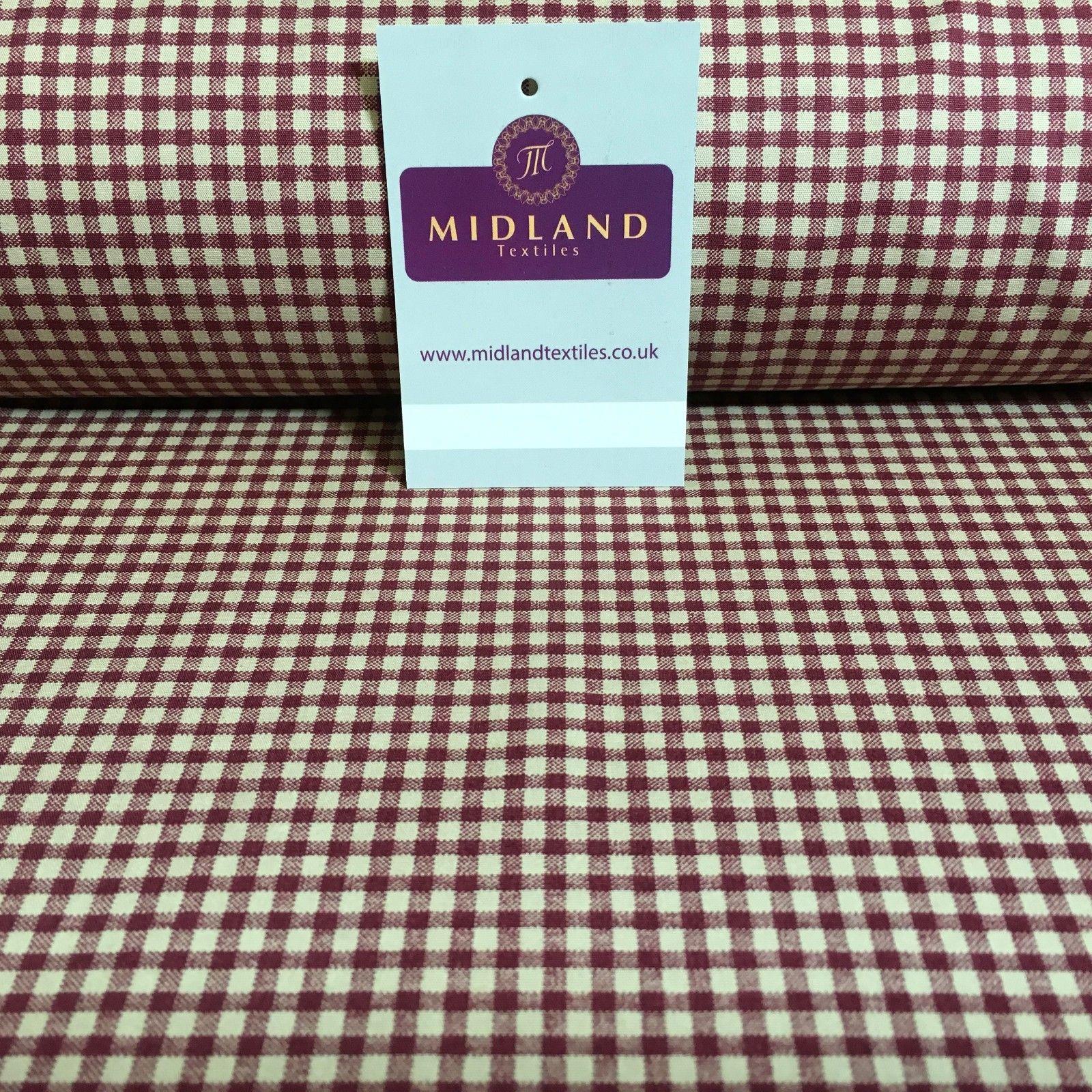 Printed Cotton Poplin Checked Gingham Dress Fabric 44' M758 Mtex
