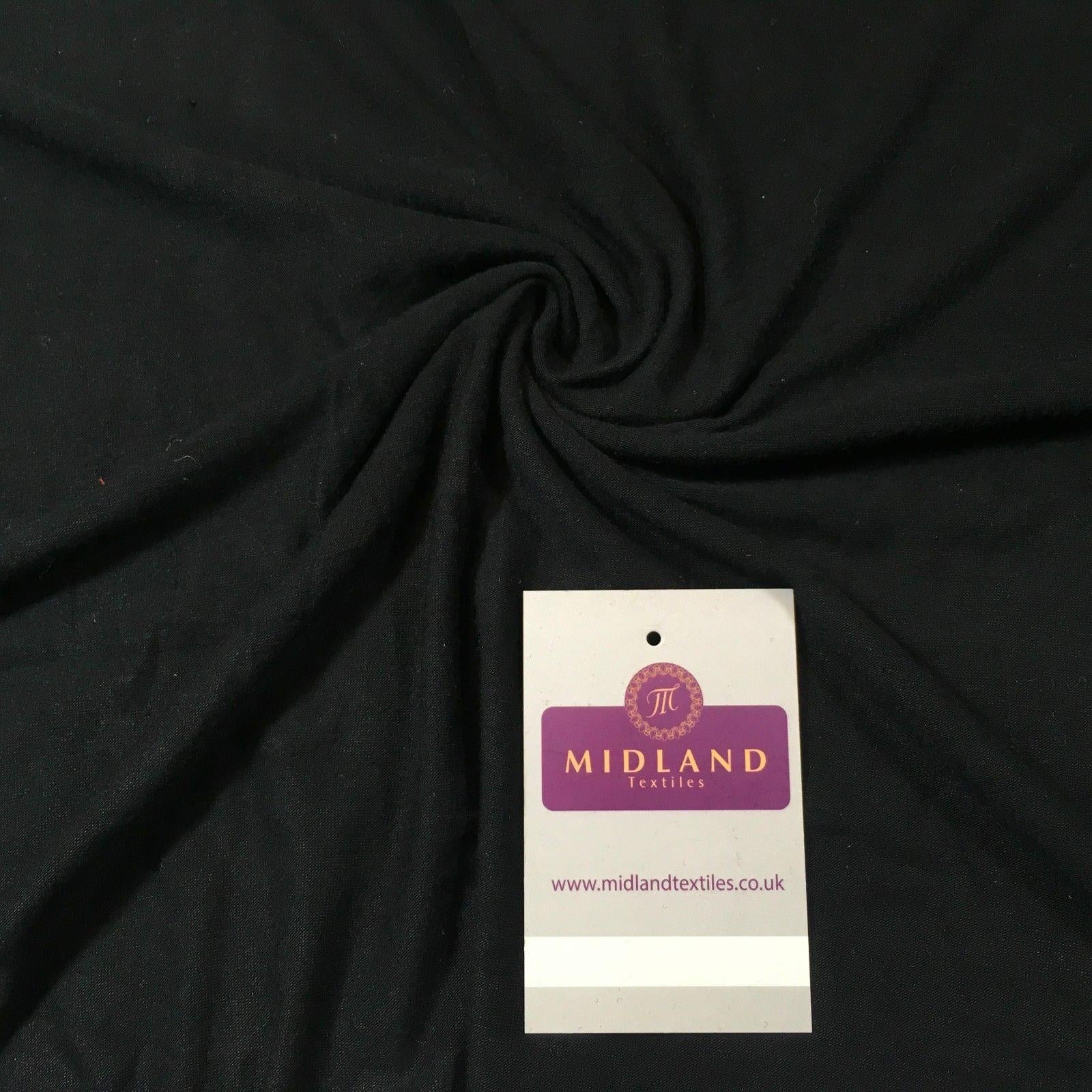Plain Black Lightweight Cotton stretch jersey Dress fabric 58" M720-56 Mtex