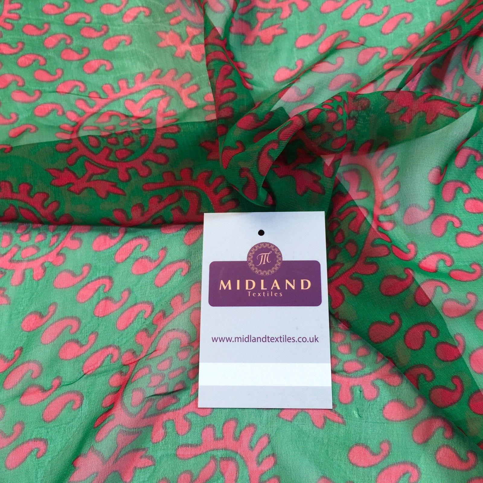 Two Coloured paisley Lightweight printed chiffon 55' Wide M764 Mtex