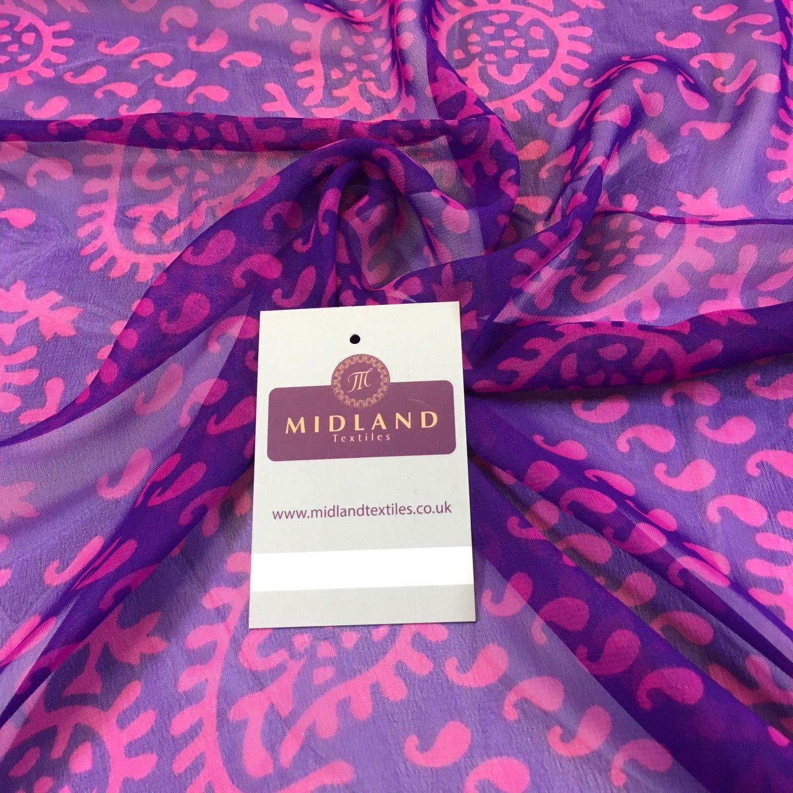 Two Coloured paisley Lightweight printed chiffon 55' Wide M764 Mtex