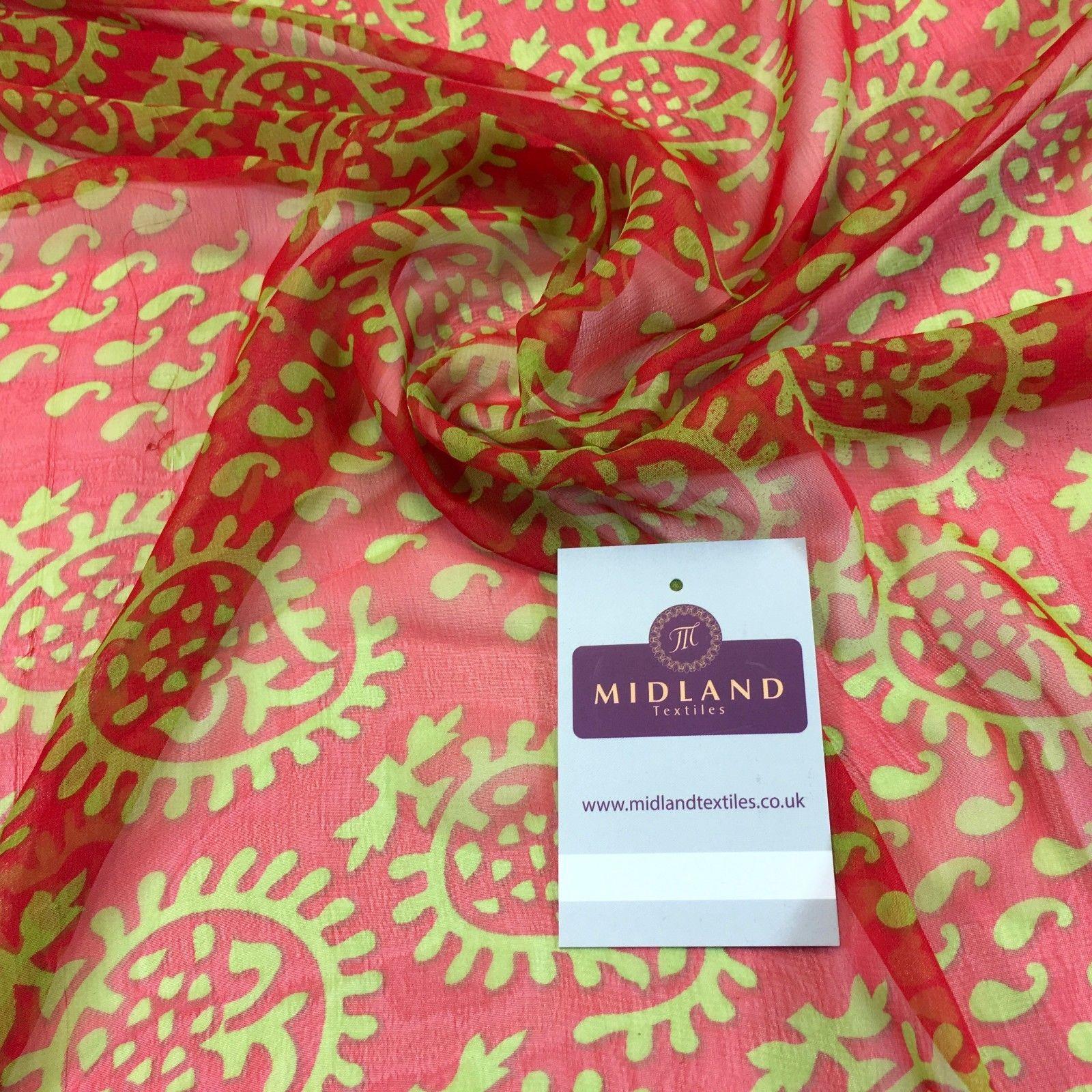 Two Coloured paisley Lightweight printed chiffon 55' Wide M764 Mtex