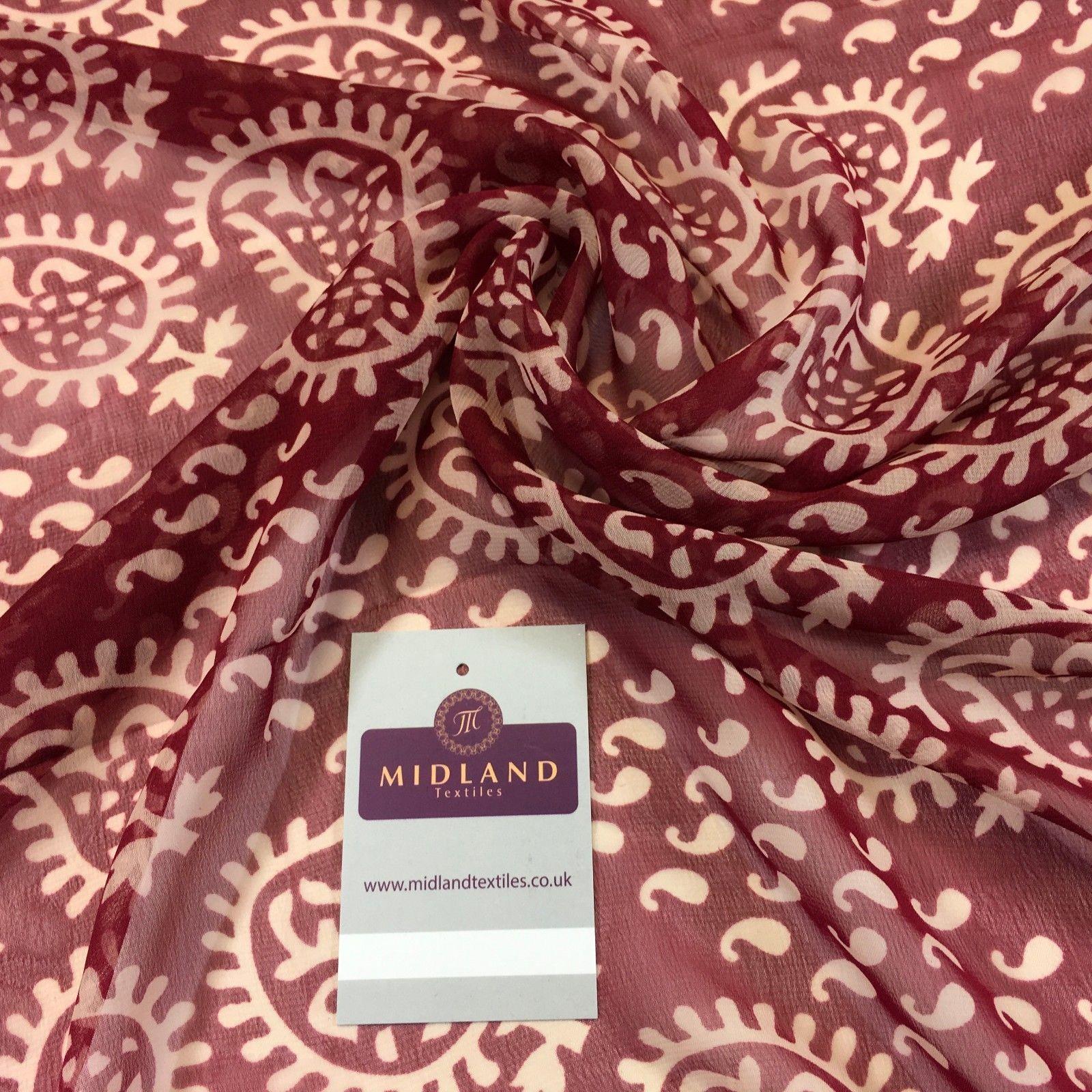 Two Coloured paisley Lightweight printed chiffon 55' Wide M764 Mtex