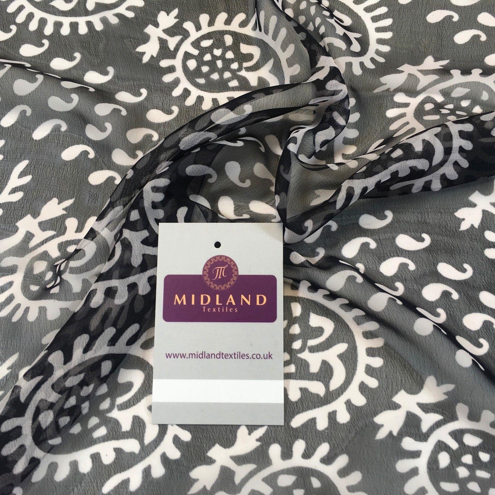 Two Coloured paisley Lightweight printed chiffon 55' Wide M764 Mtex