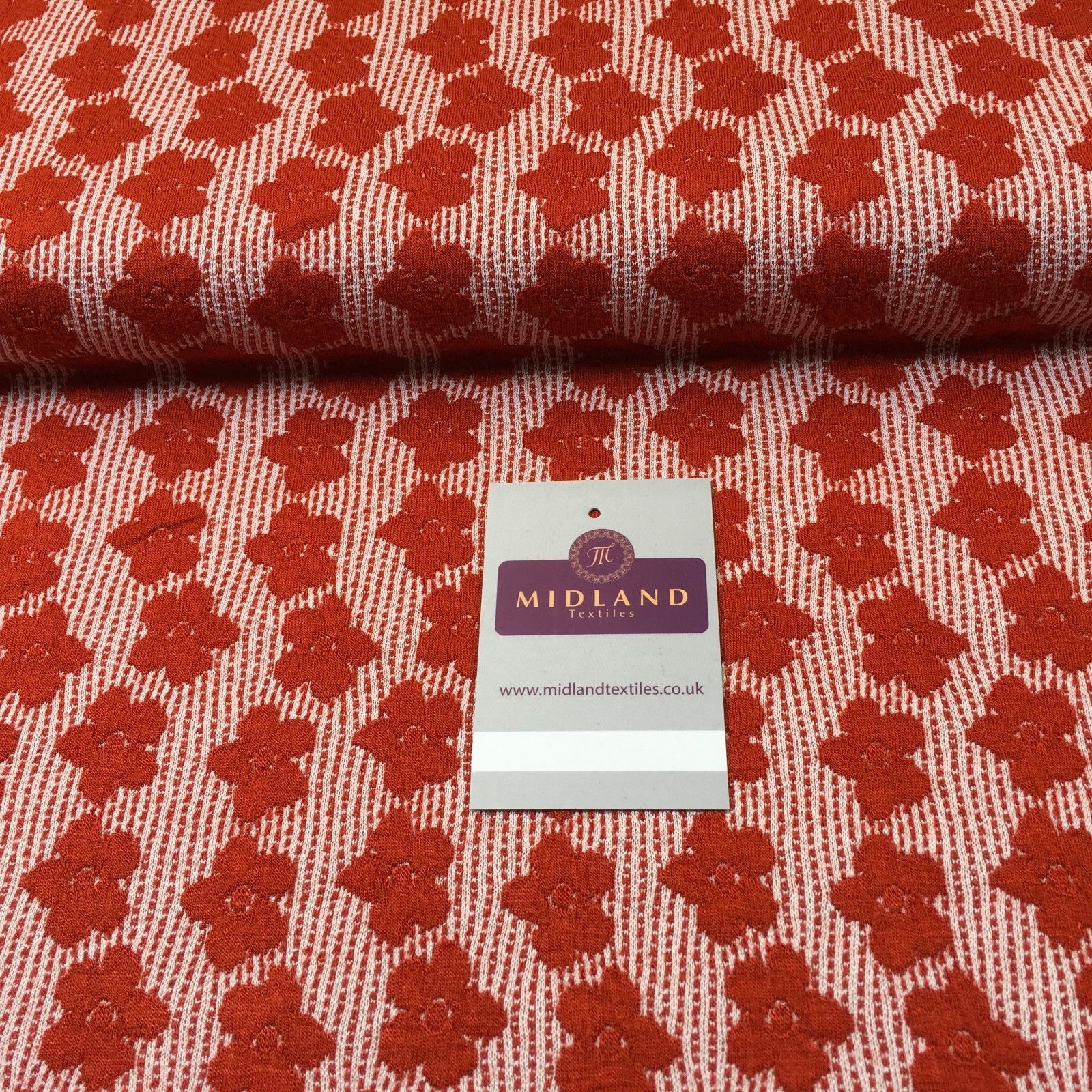 Red Flower Jersey Stretch dress fabric 50" M720-18 Mtex