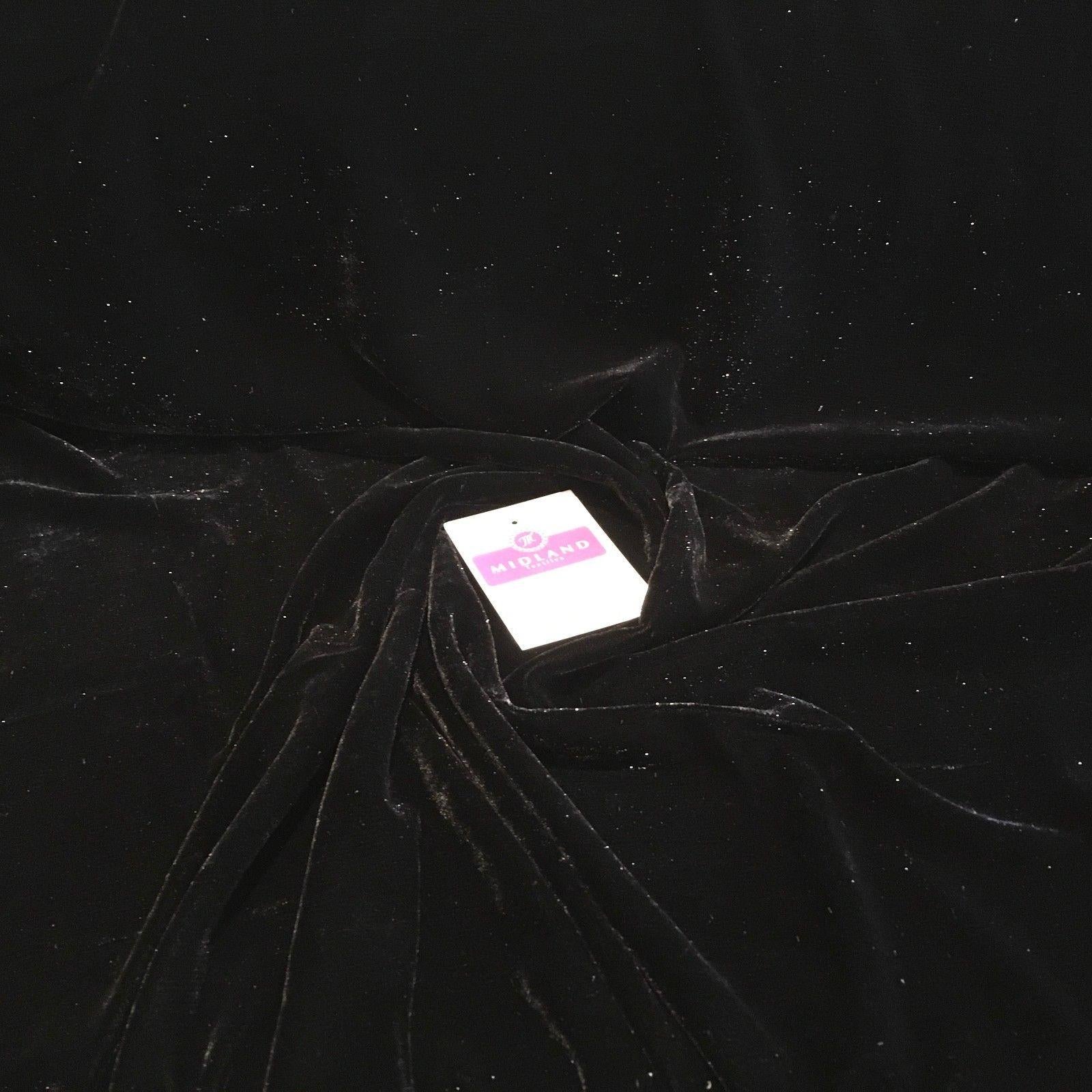 Black Shimmer speckle Micro velvet dress fabric 44" ME817 Mtex