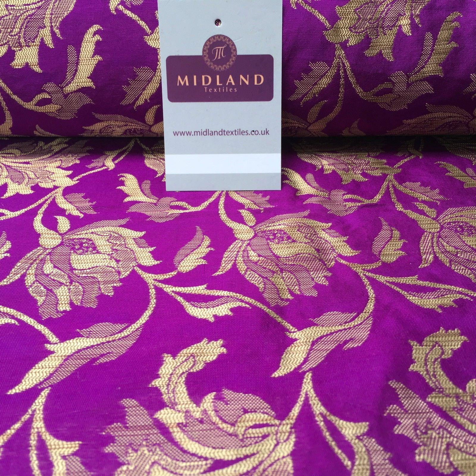 Indian Gold Floral Banarsi Brocade Faux Silk Waistcoat Fabric 44' Wide Mtex M833