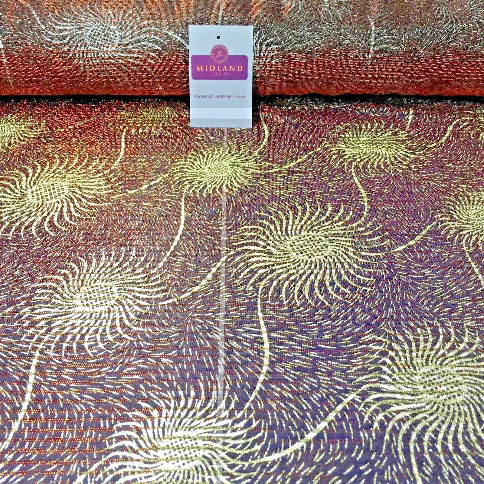 Two Tonal Pleated 1 way stretch Light Weight Gold Foil mesh Fabric 58' ME883