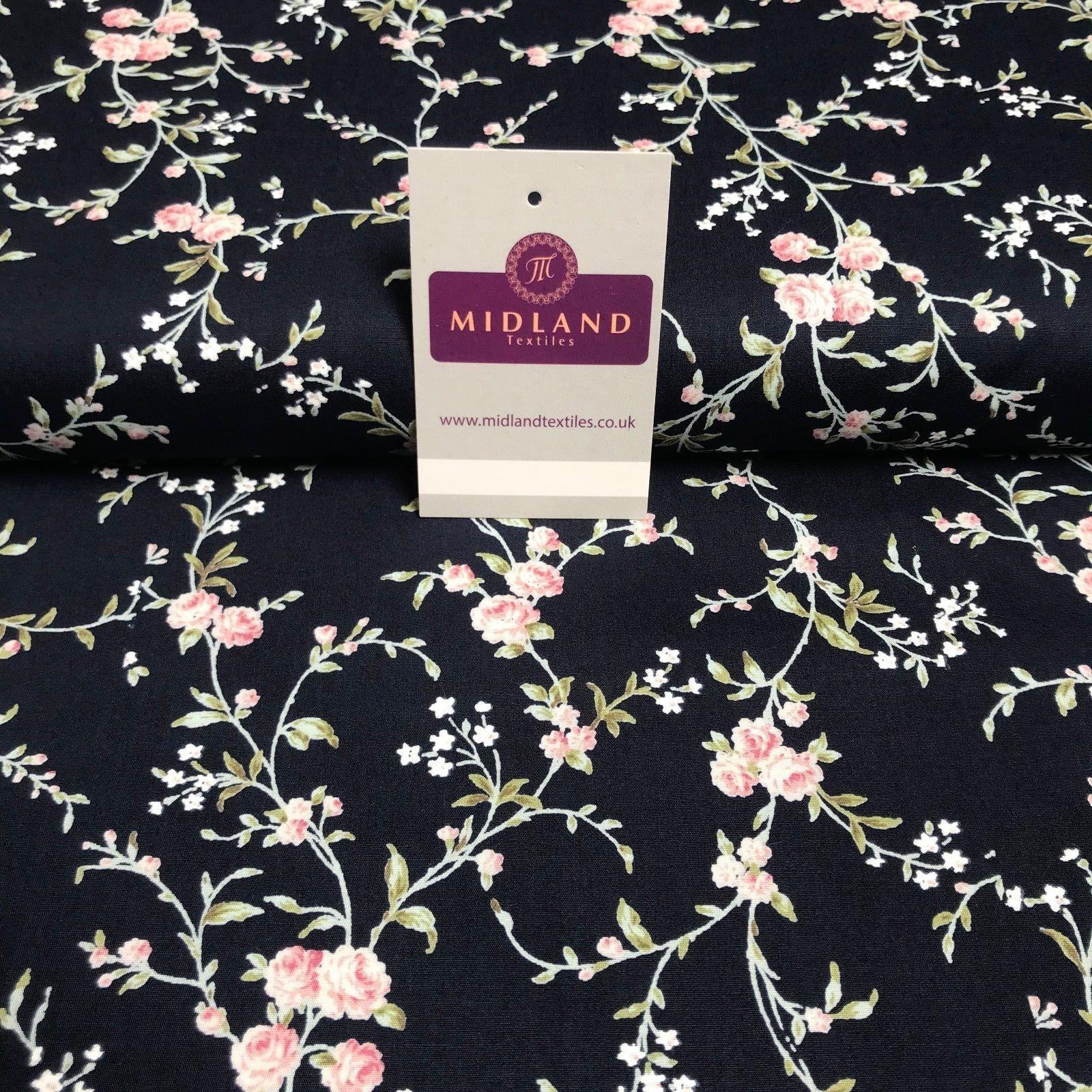 Vintage Floral Shabby Chic Printed Cotton Poplin Dress Fabric 44" wide MK894
