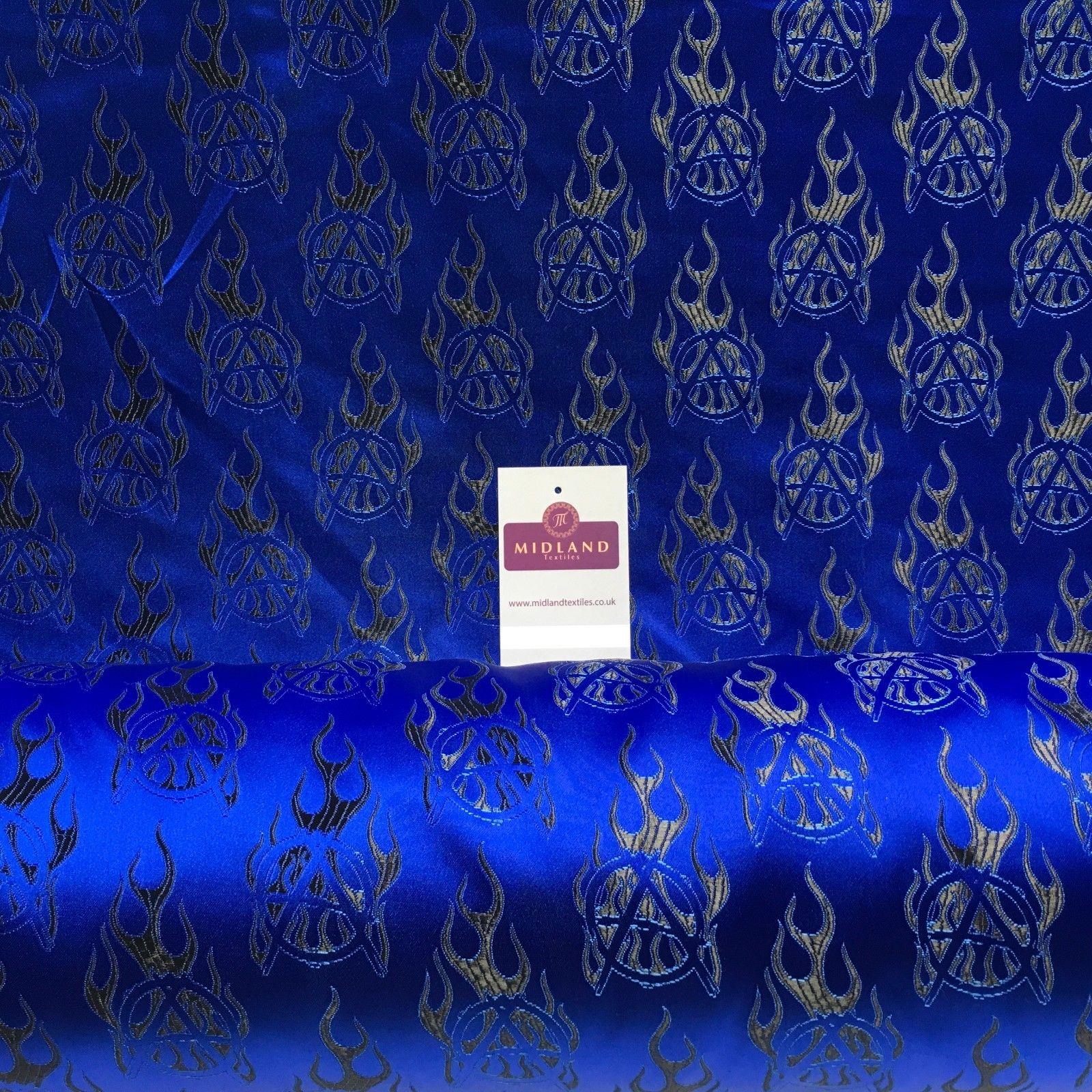 Royal Blue Chinese Symbol Oriental Satin Brocade Fabric 44" Wide M395-18 Mtex
