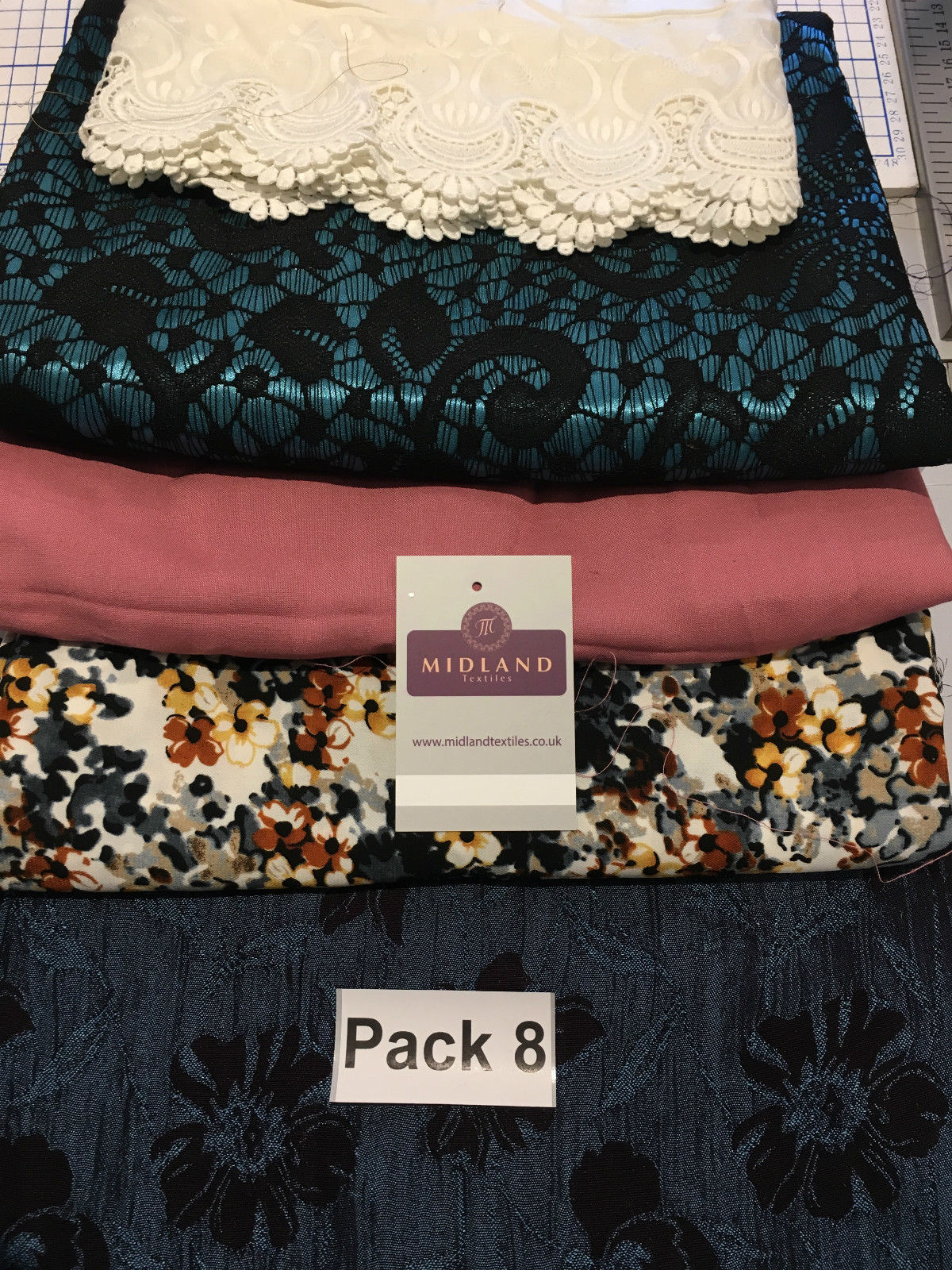 Mixed Assorted fabric Pack of 5 remnants patchwork quilting crafting M630 Mtex