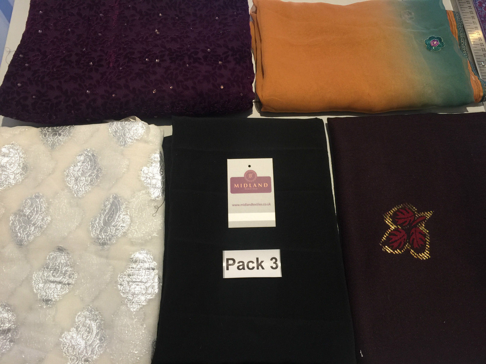 Mixed Assorted fabric Pack of 5 remnants patchwork quilting crafting M630 Mtex