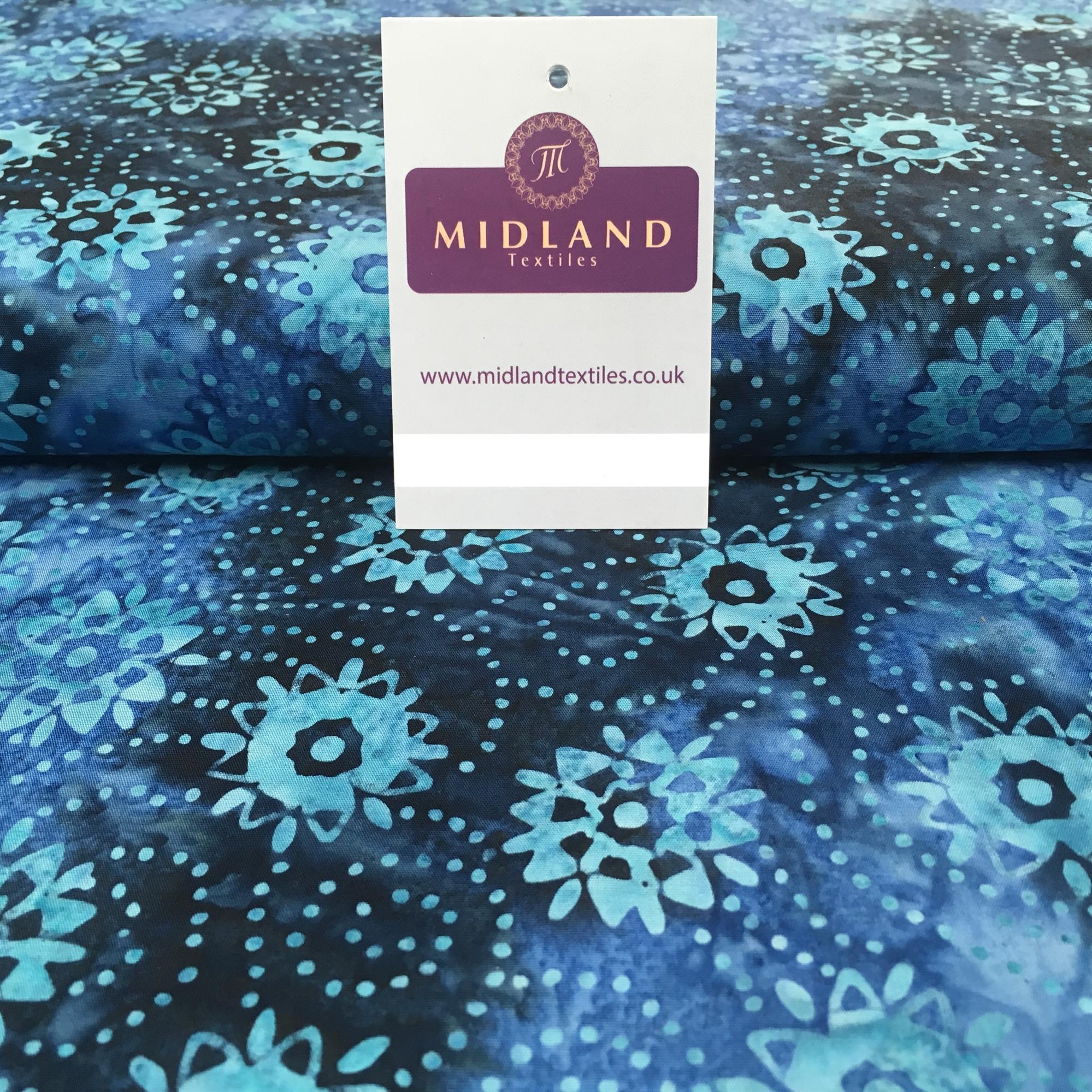 Clog Tie Dye Bali Batik 100% Cotton patchwork Fabric 44" Wide MK900 Mtex Teal A / Sample