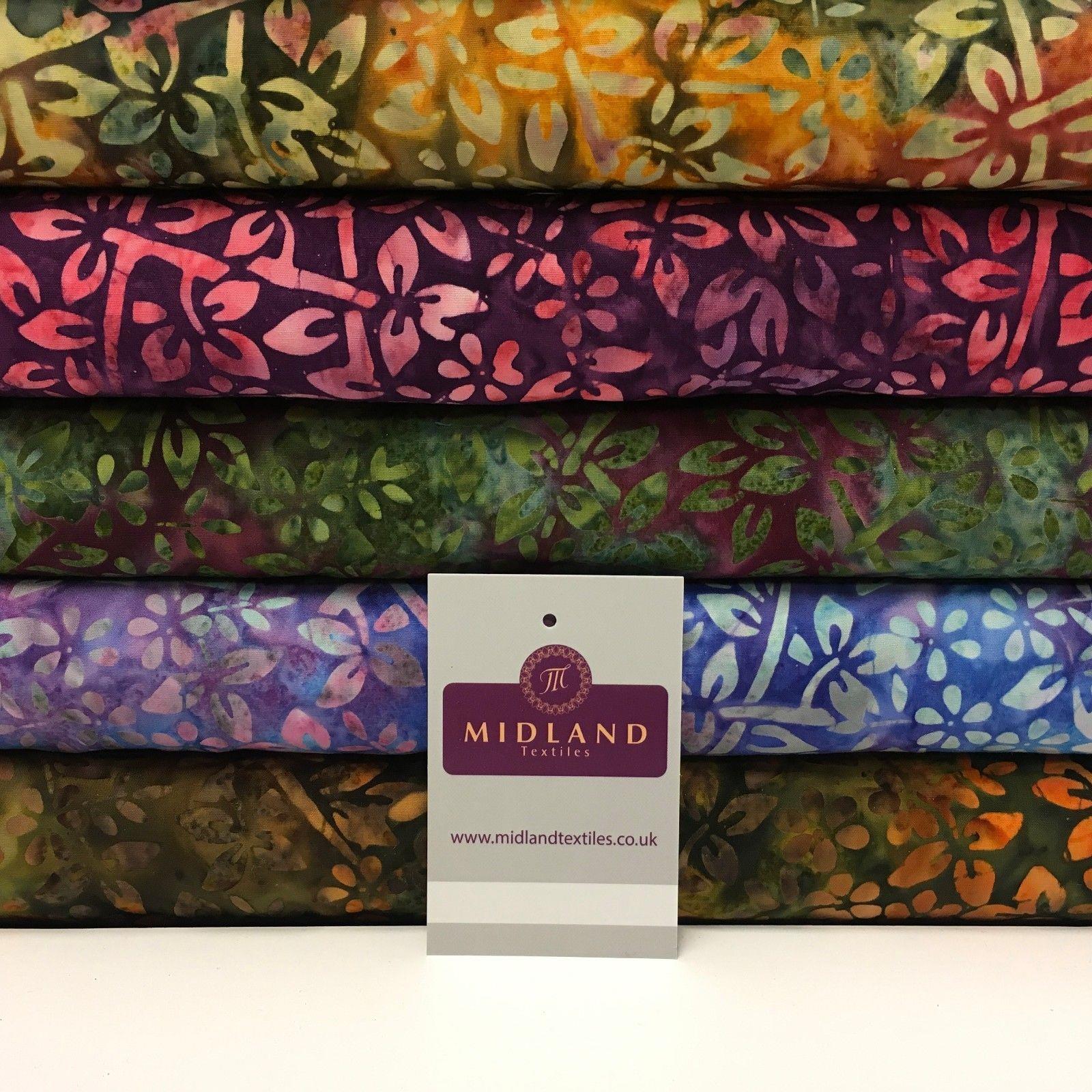 Bali Batik Floral leaves 100% Cotton Patchwork fabric 45" Wide MK902 Mtex