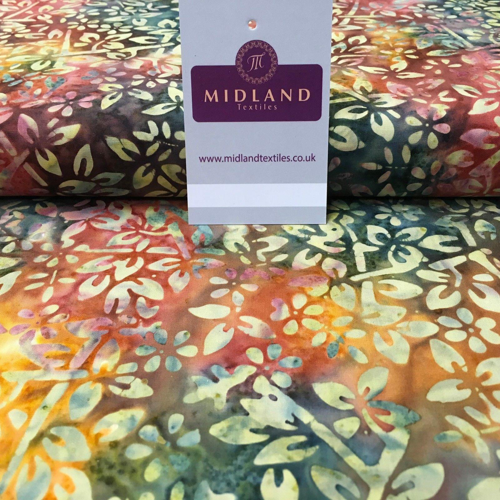 Bali Batik Floral leaves 100% Cotton Patchwork fabric 45" Wide MK902 Mtex