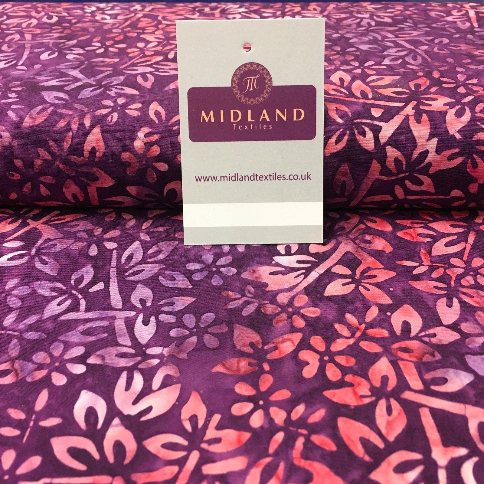 Bali Batik Floral leaves 100% Cotton Patchwork fabric 45' Wide MK902 Mtex