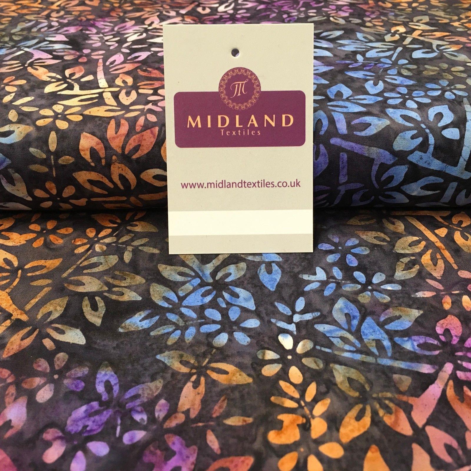 Bali Batik Floral leaves 100% Cotton Patchwork fabric 45' Wide MK902 Mtex