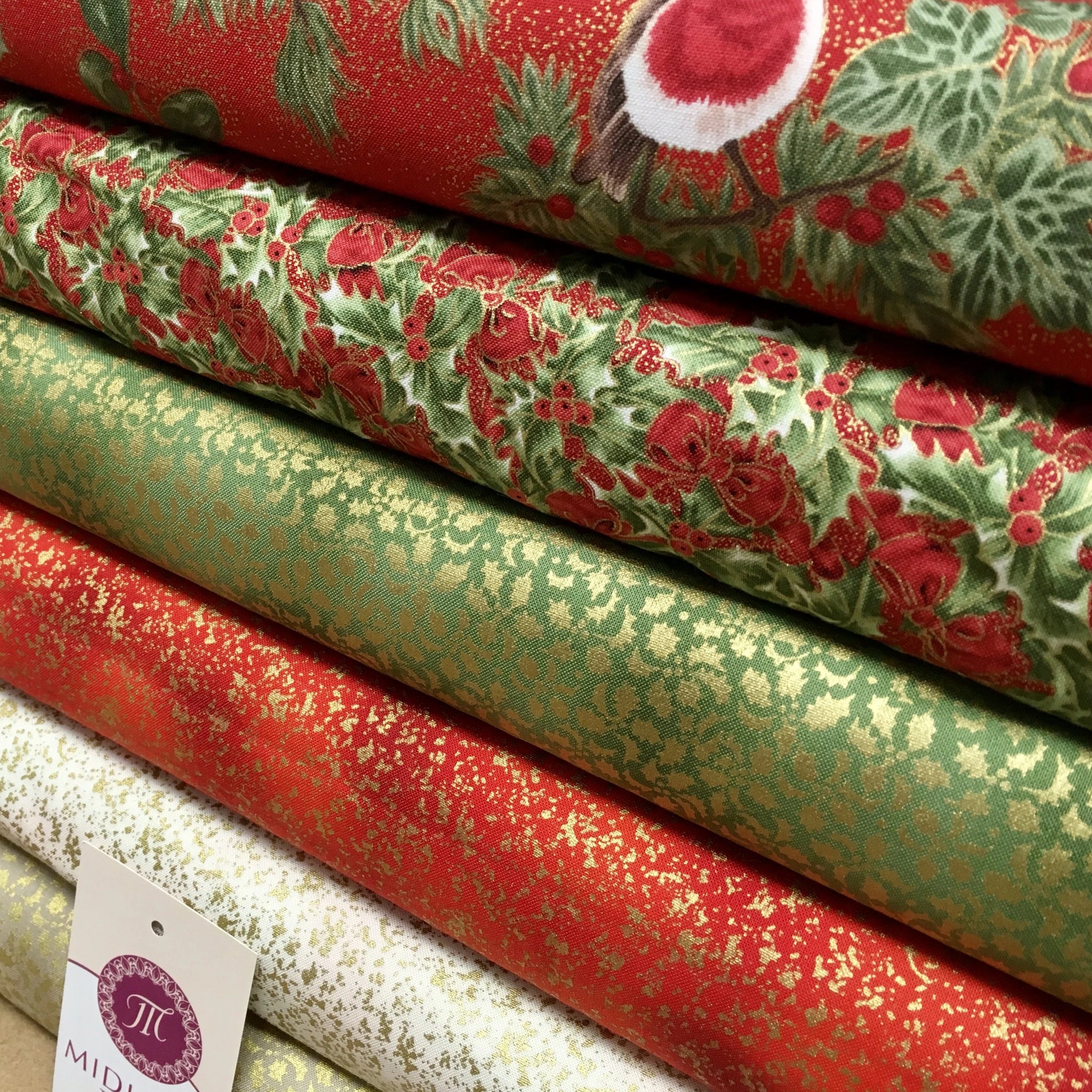 Merry Christmas themed 100% Cotton Patchwork & Crafting Fabric 45" Mtex
