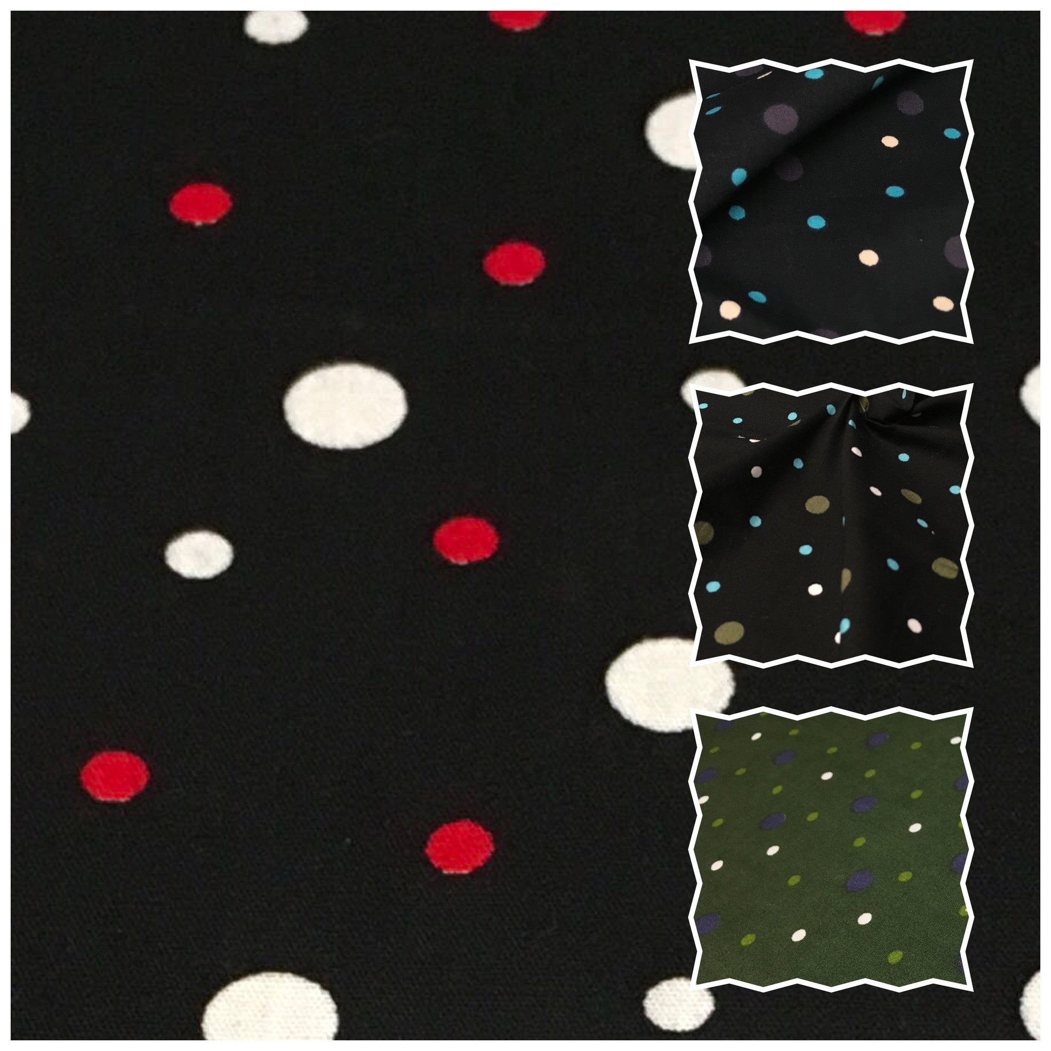 Multi coloured Polka Dot & Spot 100% Cotton Poplin Fabric 58" Wide M124