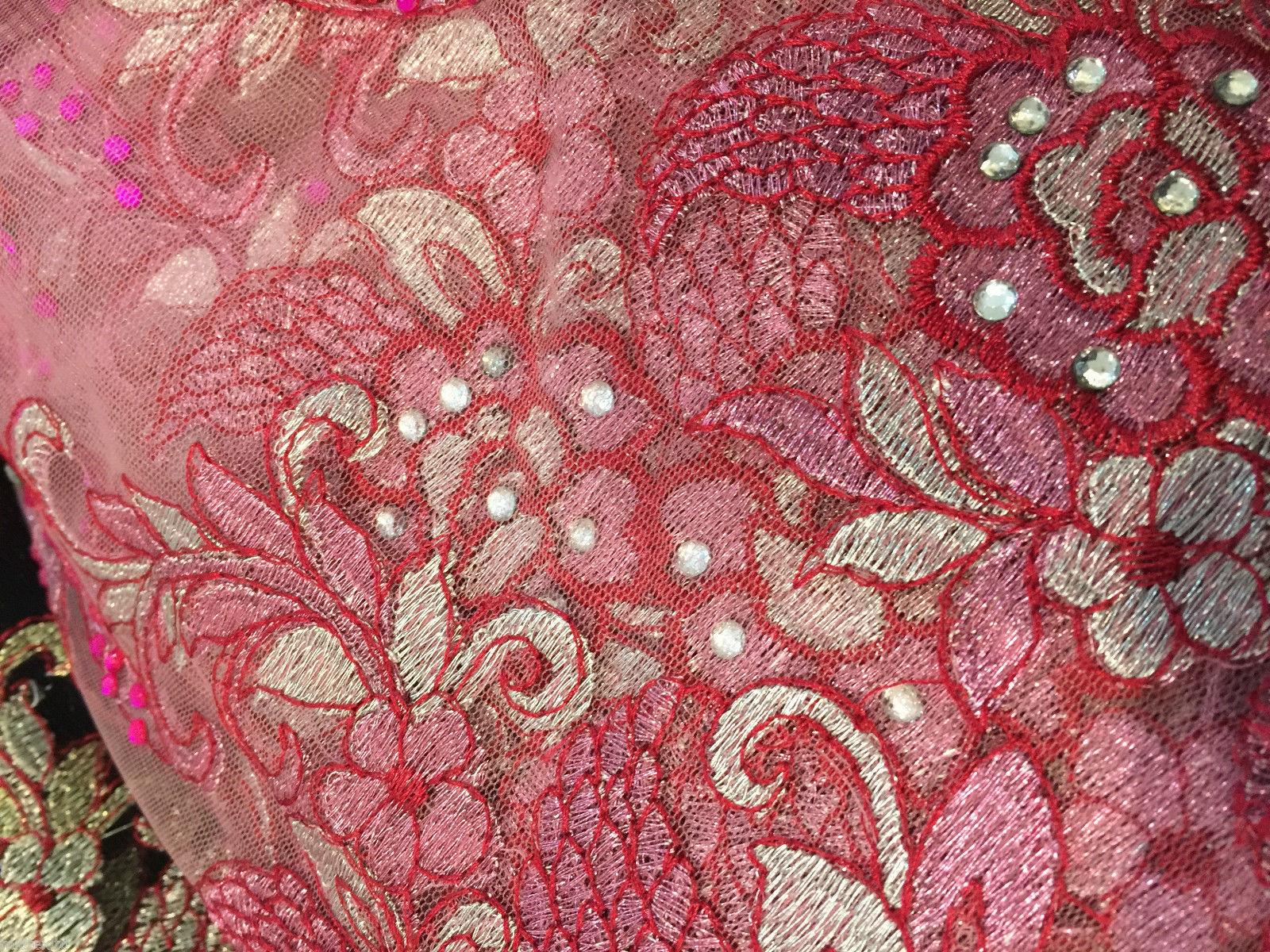 EMBROIDERY SCALLOPED FLORAL TULLE NET LACE BRIDAL DRESS FABRIC M231