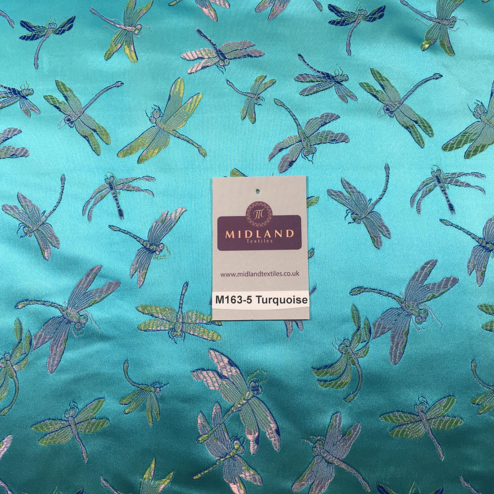 CHINESE ORIENTAL GOLD DRAGONFLY BROCADE SILKY SATIN DRESS FABRIC 44' M163