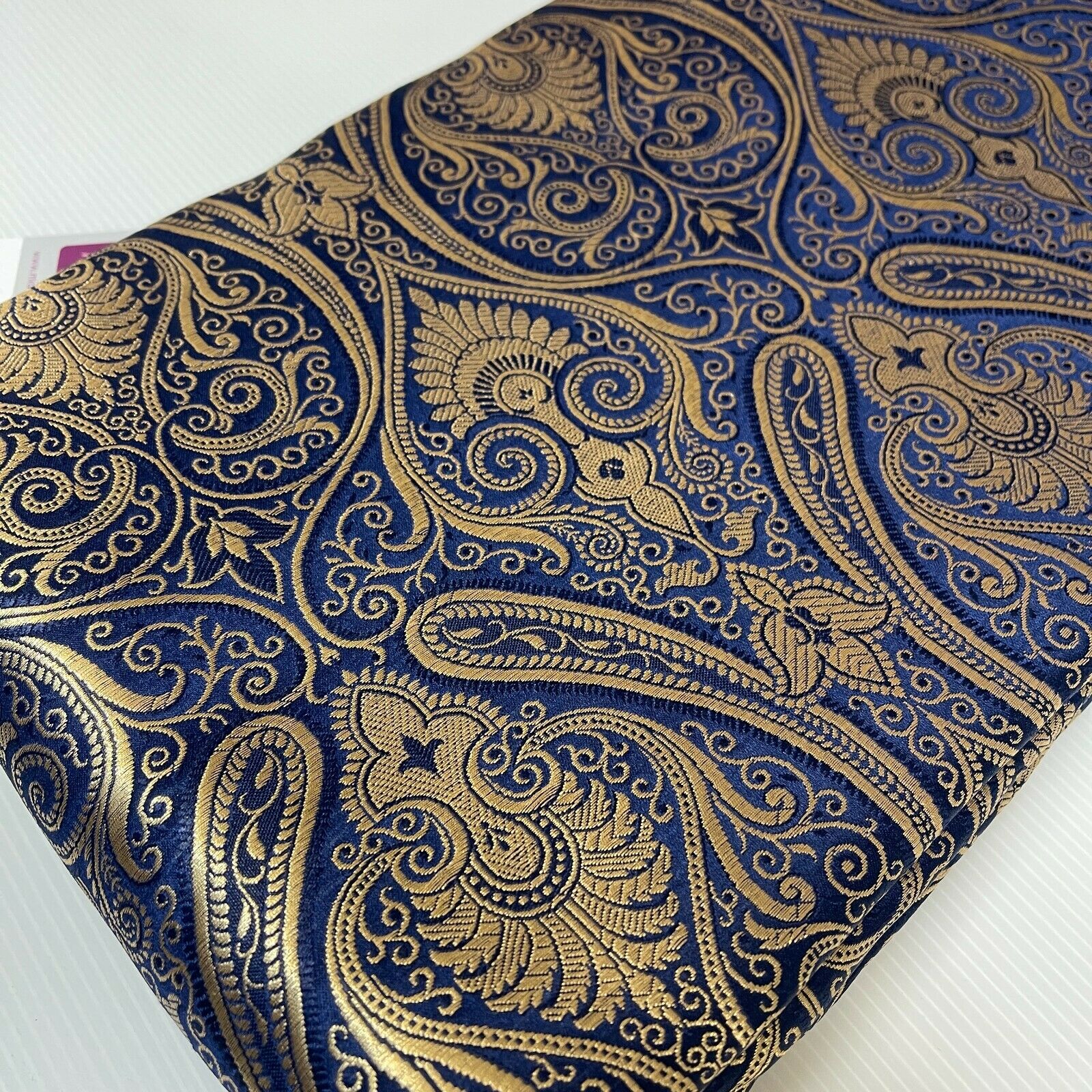 Ornamental paisley gold metallic print Indian banarsi Brocade fabric M1537 Mtex