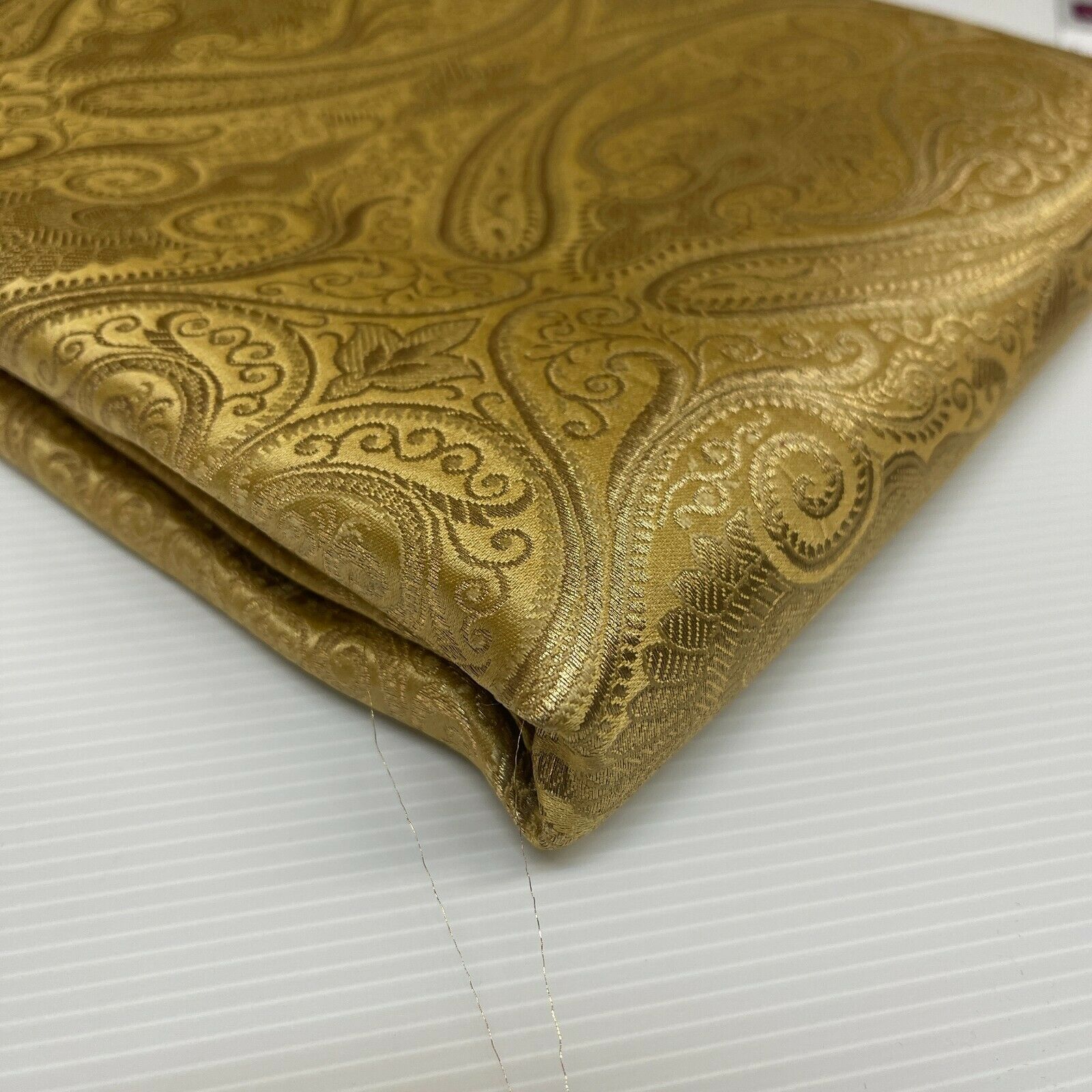 Ornamental paisley gold metallic print Indian banarsi Brocade fabric M1537 Mtex