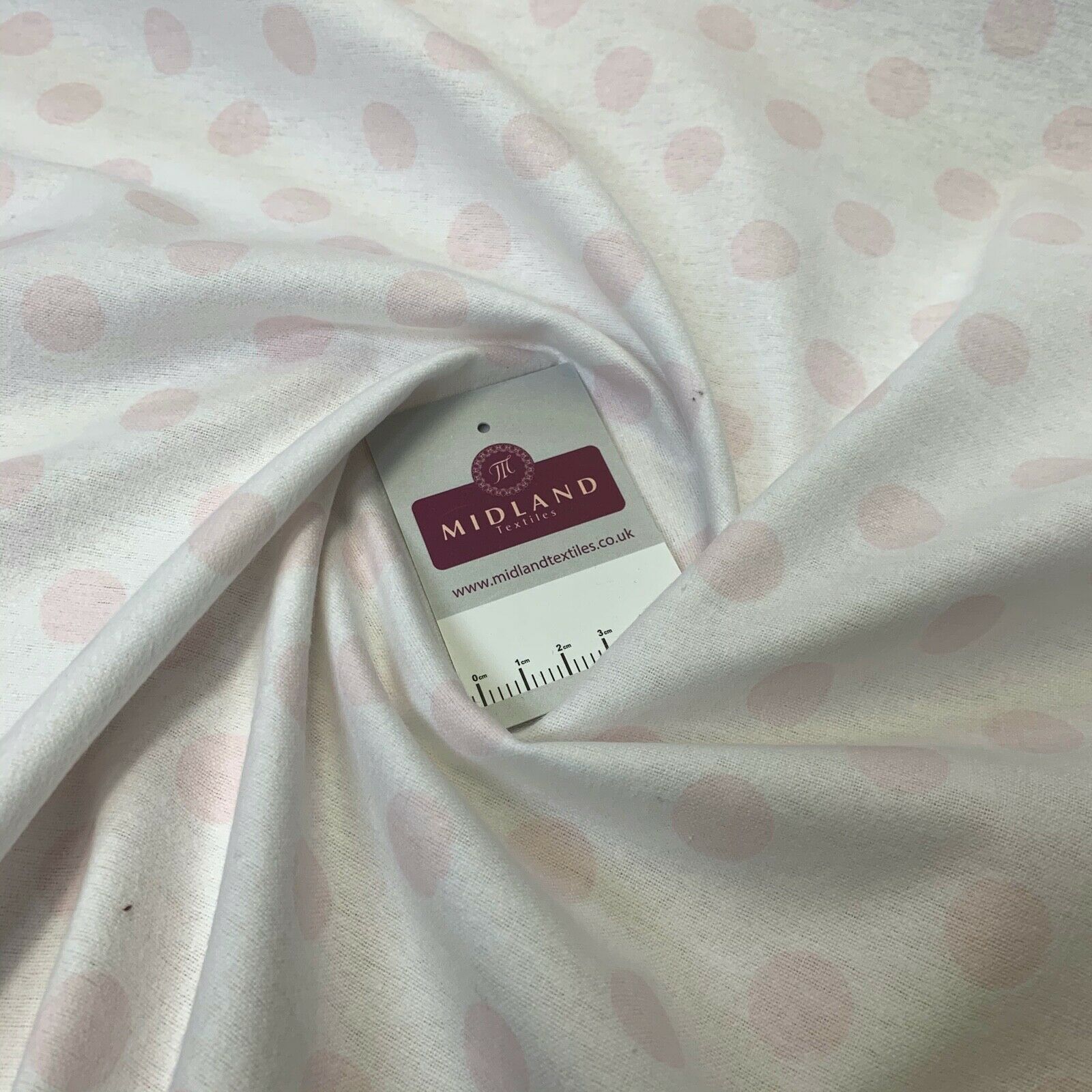 Pale Pink 20mm Spot Cotton Wynciette Soft Brushed Fabric 110cm Wide MK1227-10