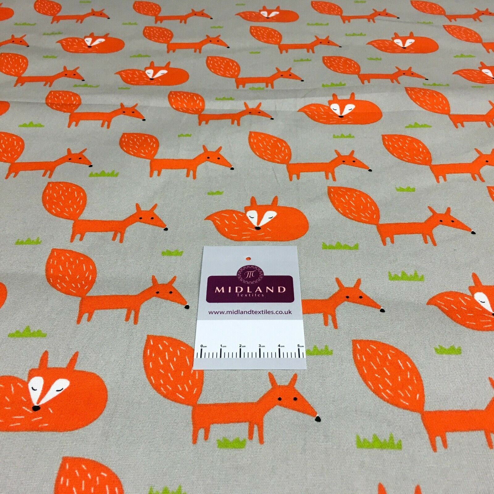 Grey Orange Foxes 100% Cotton Canvas Craft Fabric MK856-28