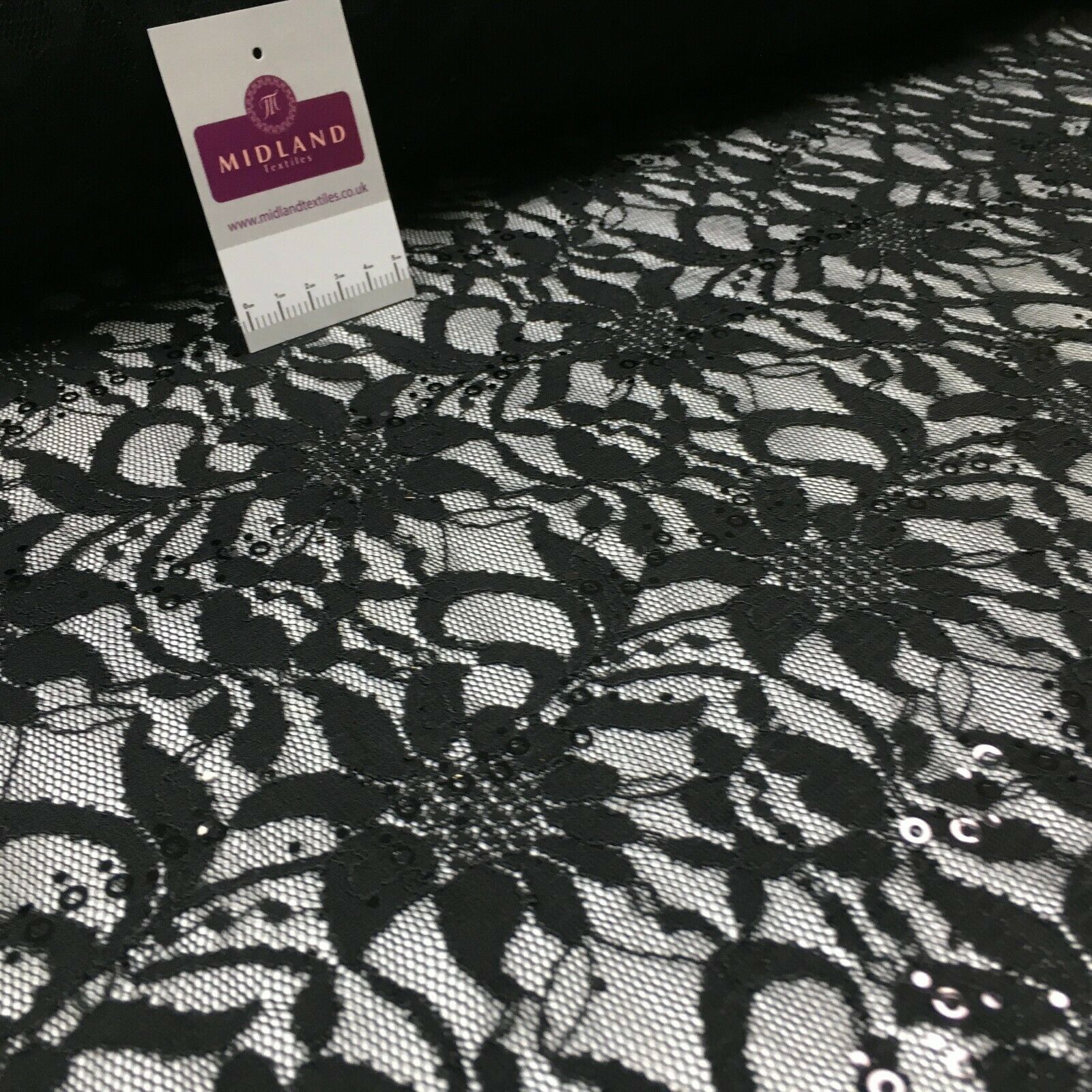 Bridal Raschel floral Lace corded with sequins dress fabric M1434