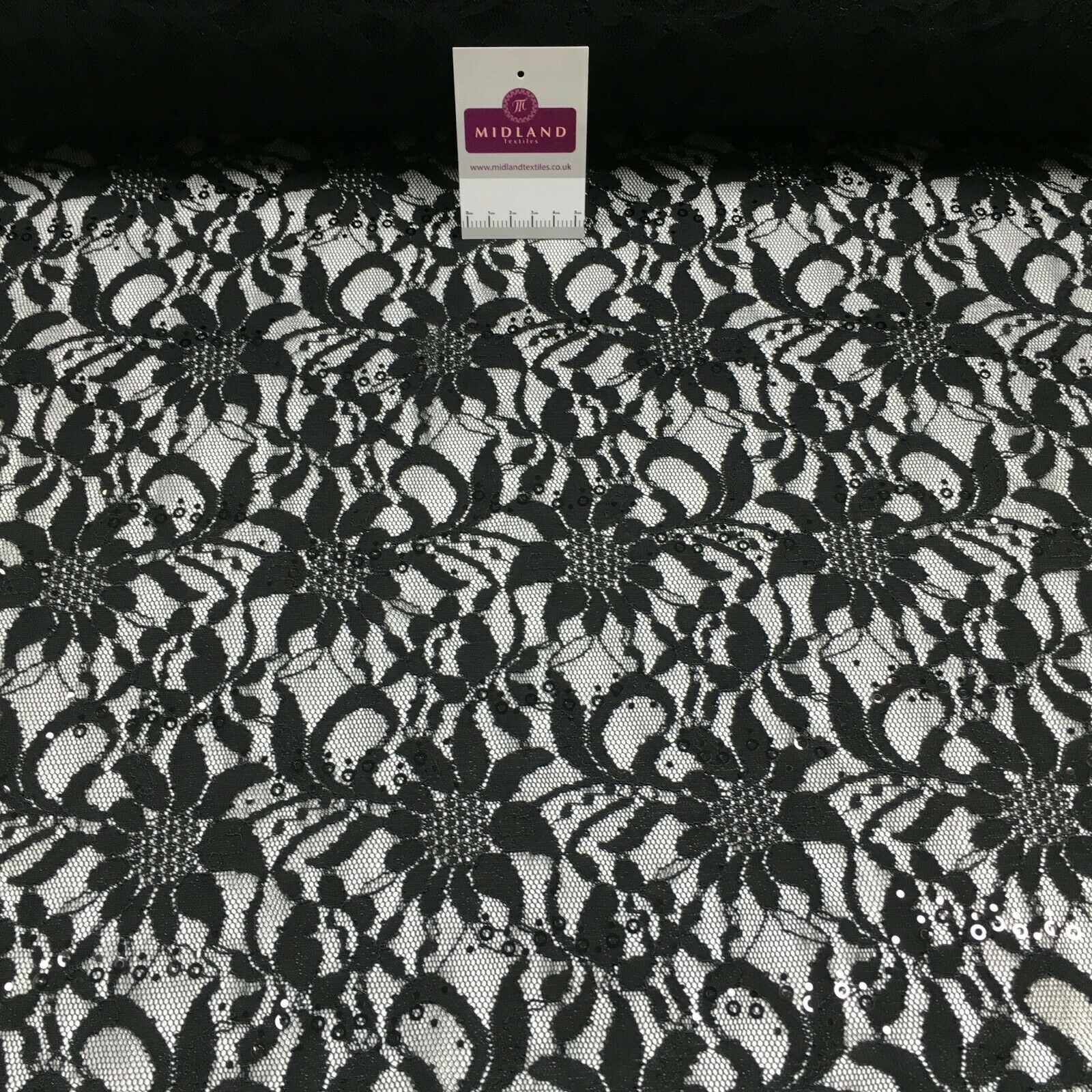 Bridal Raschel floral Lace corded with sequins dress fabric M1434