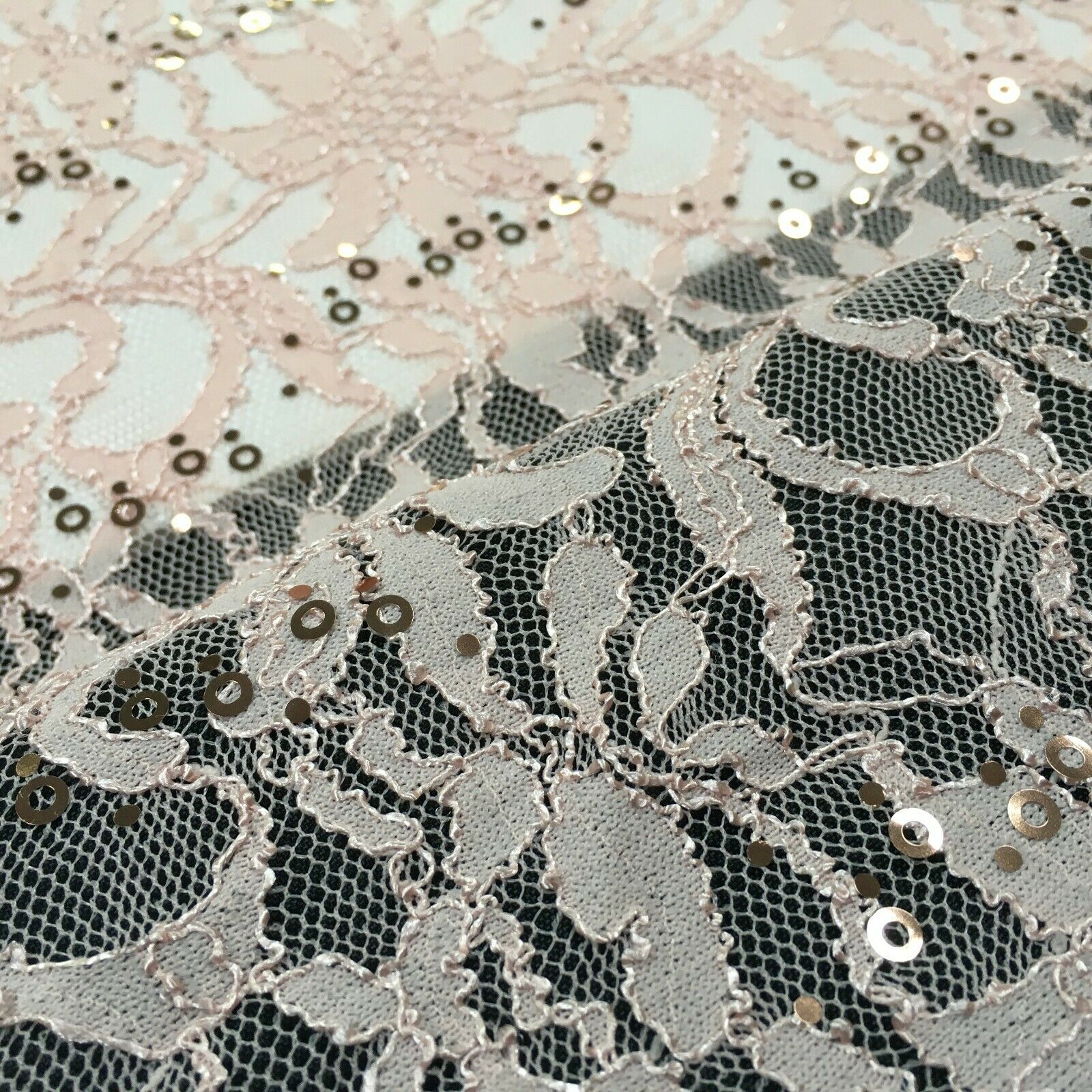 Bridal Raschel floral Lace corded with sequins dress fabric M1434