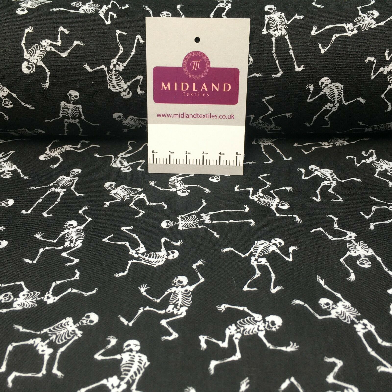 Halloween Skeleton Printed poly cotton fabric M1544 Mtex