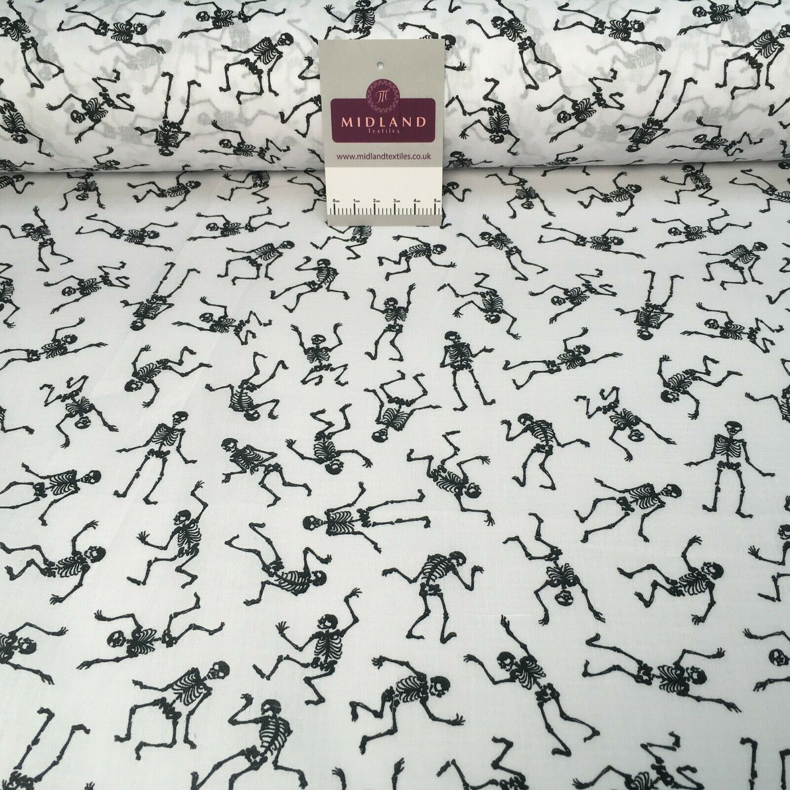 Halloween Skeleton Printed poly cotton fabric M1544 Mtex