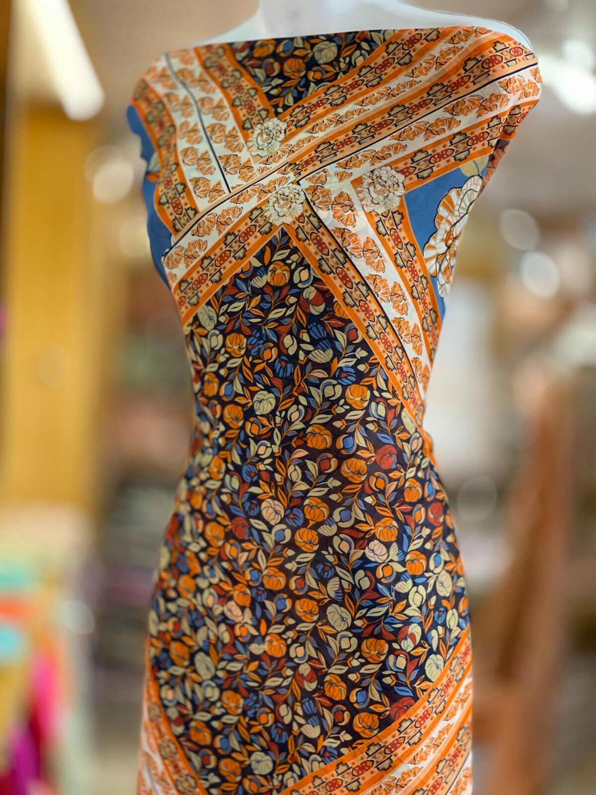 Mixed Designs Floral ornamental Chiffon Georgette Dress scarf Fabric M1556 Mtex