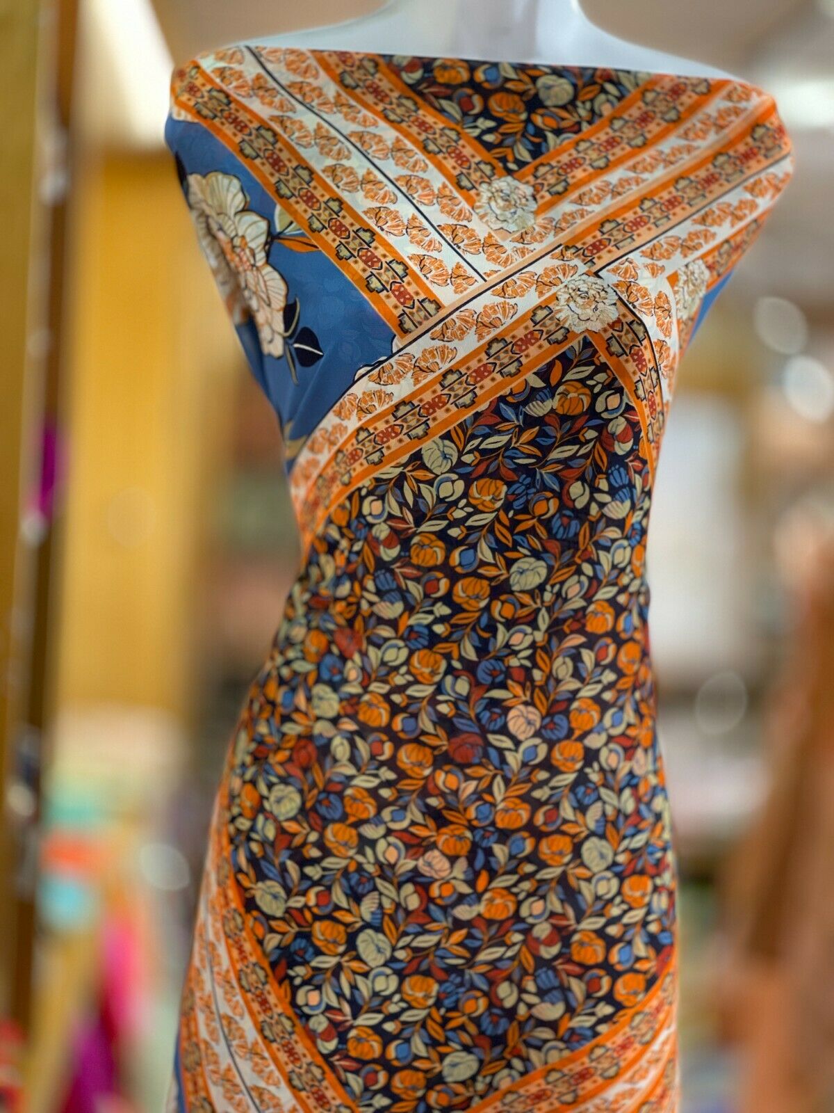 Mixed Designs Floral ornamental Chiffon Georgette Dress scarf Fabric M1556 Mtex