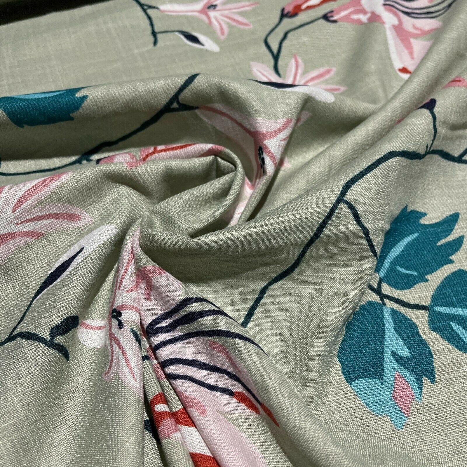 Large Floral Linen Rayon Dress Fabric M1574 Mtex