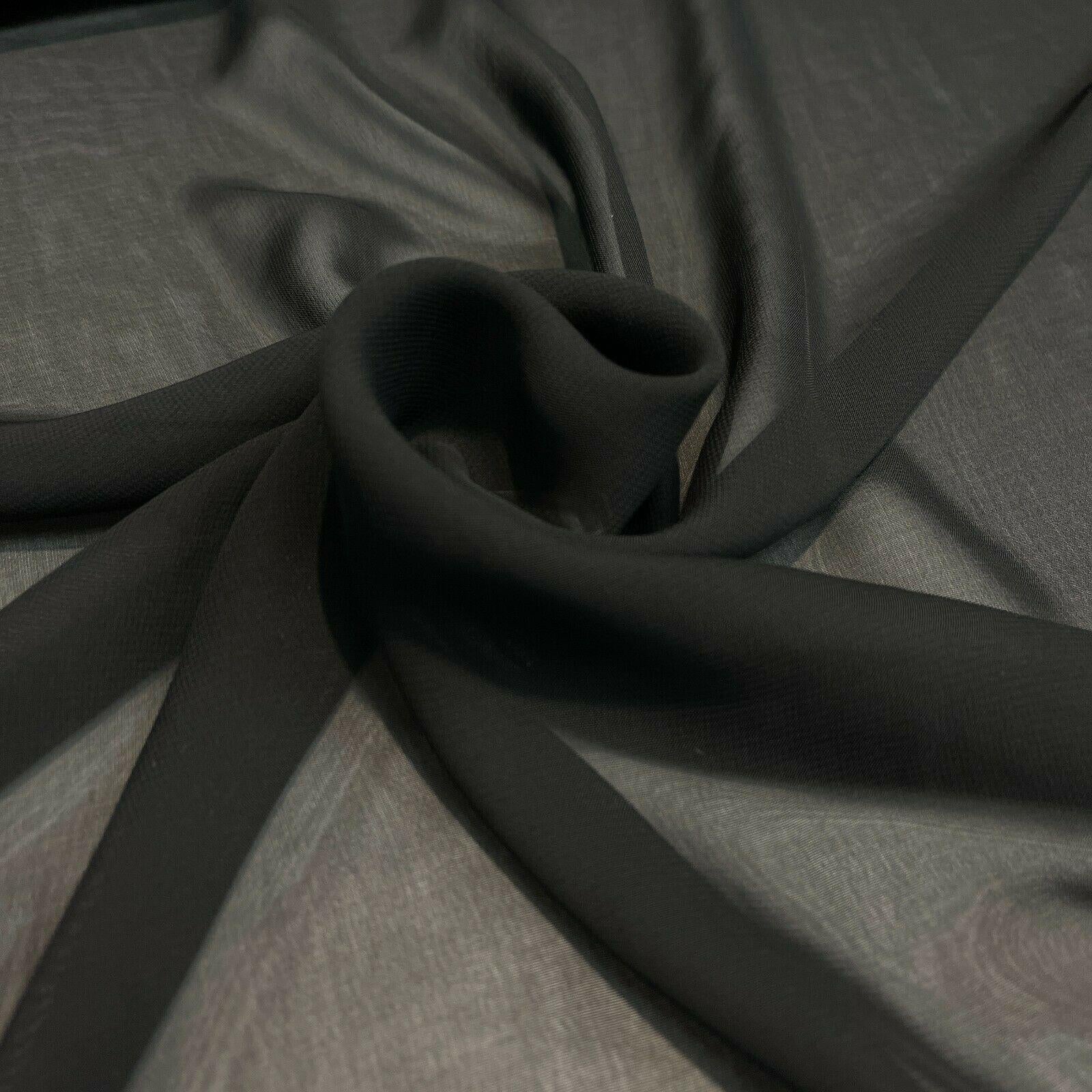 Plain Black lightweight chiffon scarf Fabric 148cm wide M1563 - Midland  Textiles