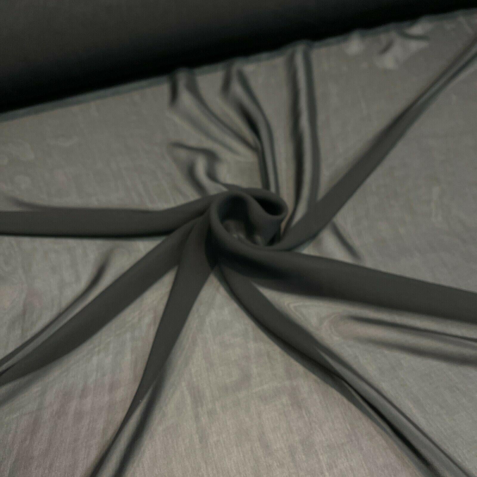 Plain Black lightweight chiffon scarf Fabric 148cm wide M1563