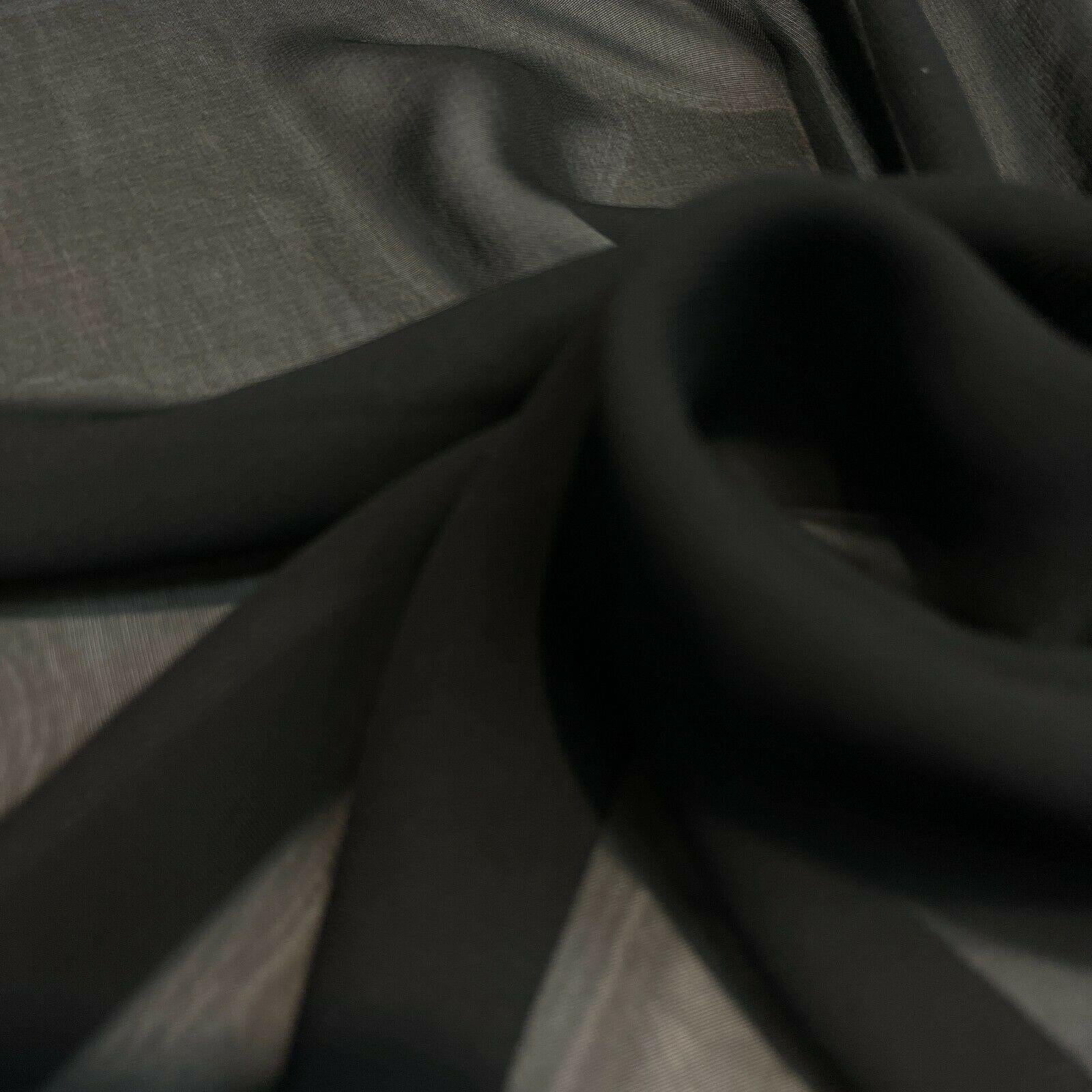 Plain Black lightweight chiffon scarf Fabric 148cm wide M1563