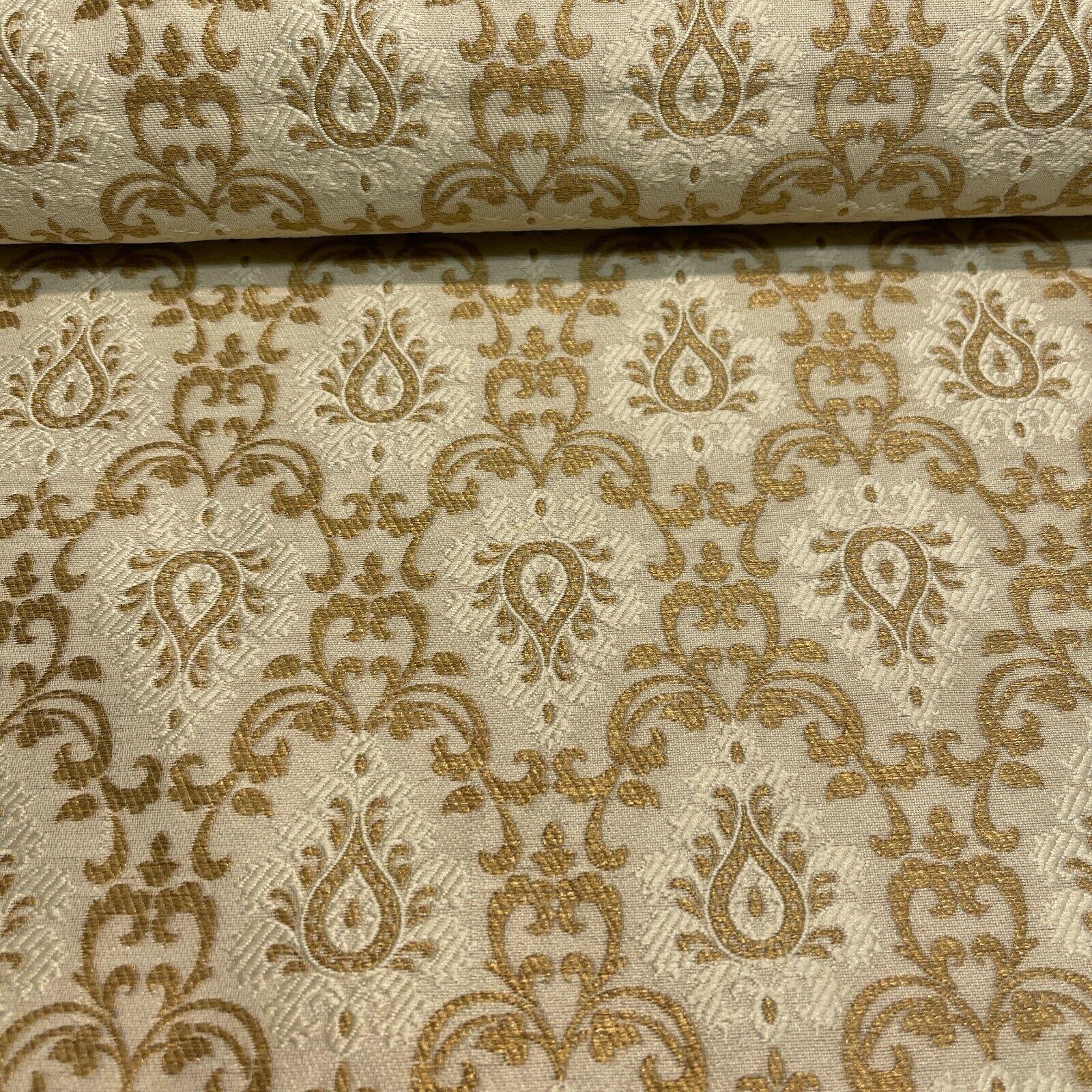Ivory Gold Lurex Indian Ornamental Brocade wedding fabric M1564 Mtex