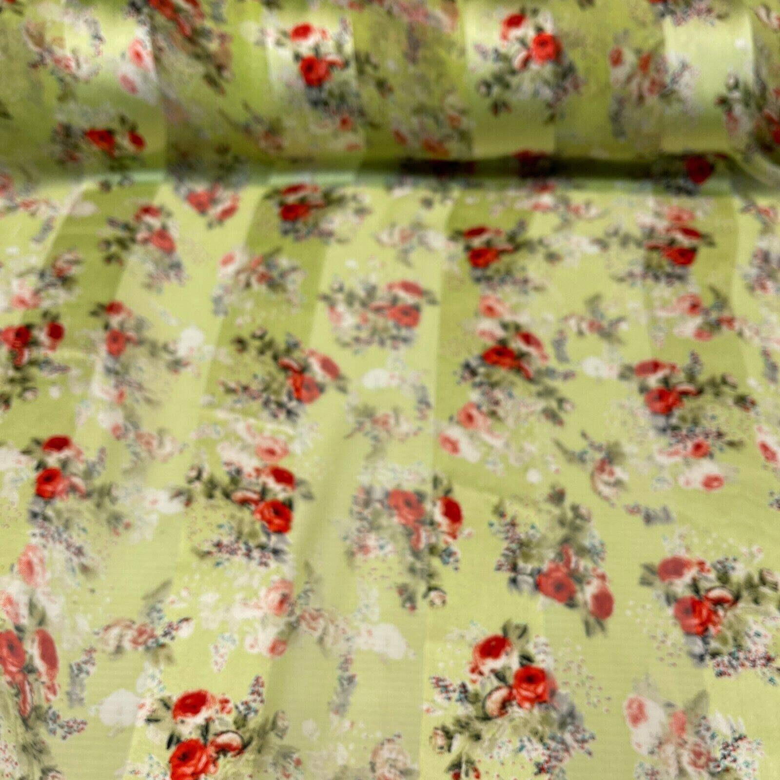 Satin Floral Stripe Chiffon Lightweight dress scarf Fabric M1579