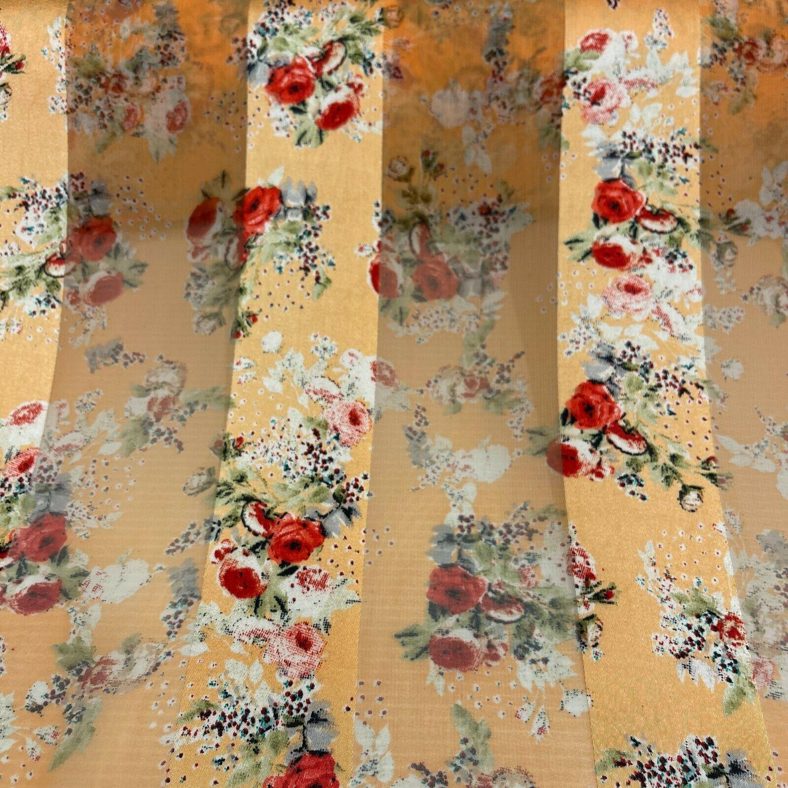 Satin Floral Stripe Chiffon Lightweight dress scarf Fabric M1579