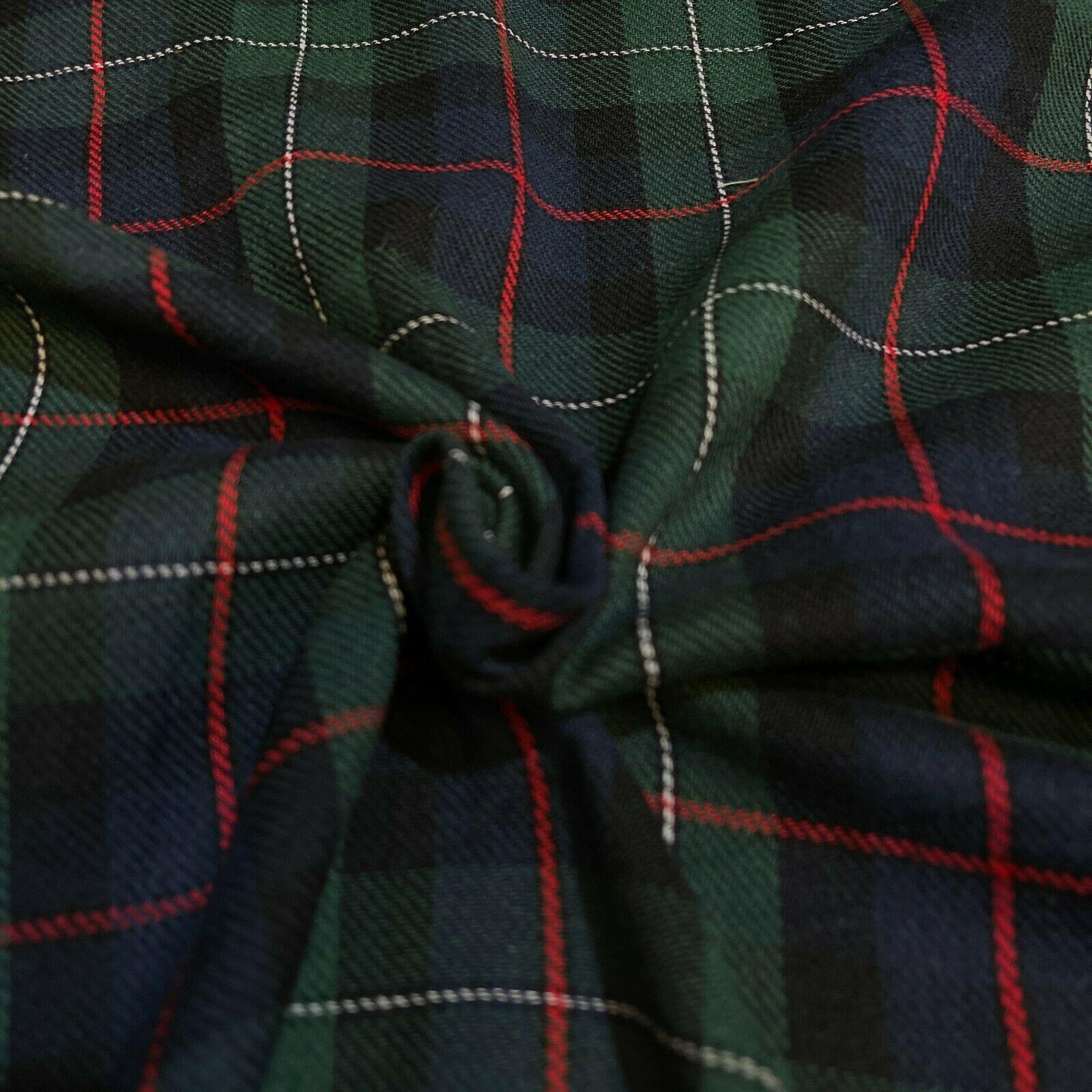 Soft Brushed Tartan Check Plaid Winceyette printed Fabric 55 inches wide MA1580