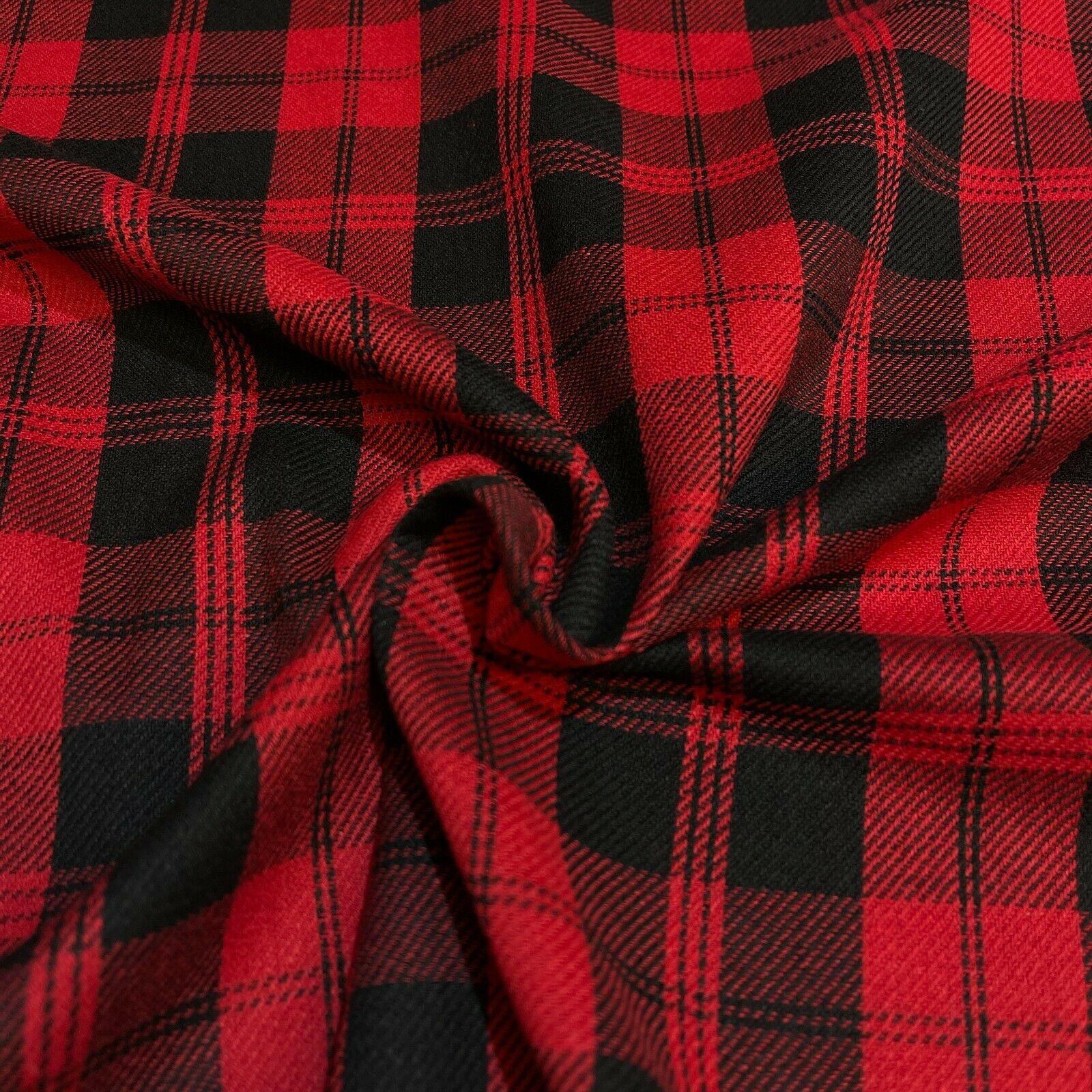 Soft Brushed Tartan Check Plaid Winceyette printed Fabric 55 inches wide MA1580