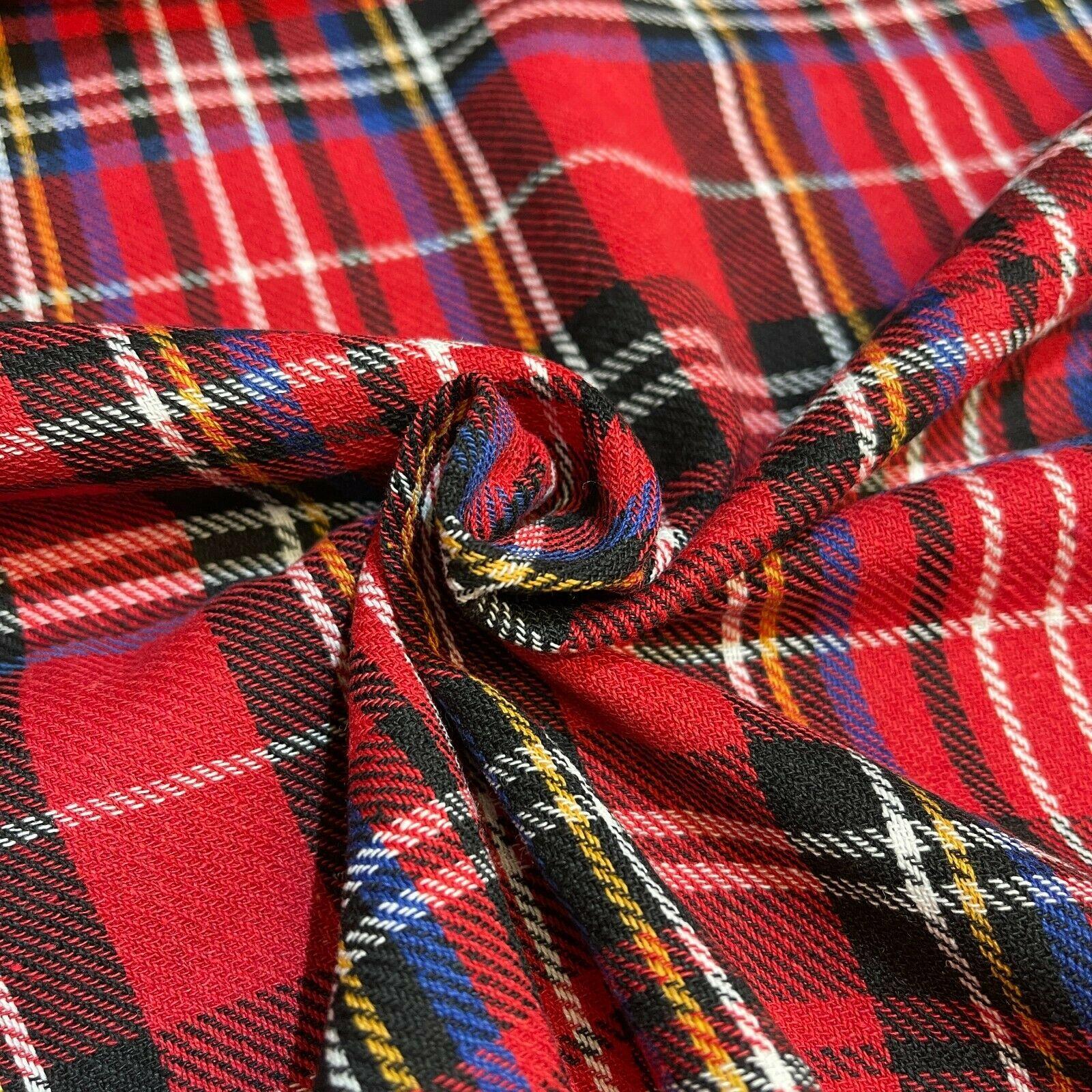 Soft Brushed Tartan Check Plaid Winceyette printed Fabric 55 inches wide MA1580