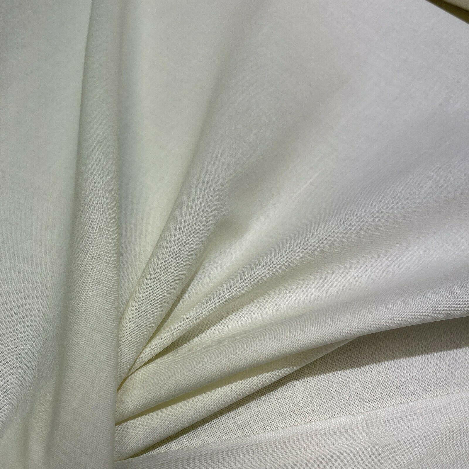 Plain Ivory Curtain Lining Sateen Fabric 139cm M1590