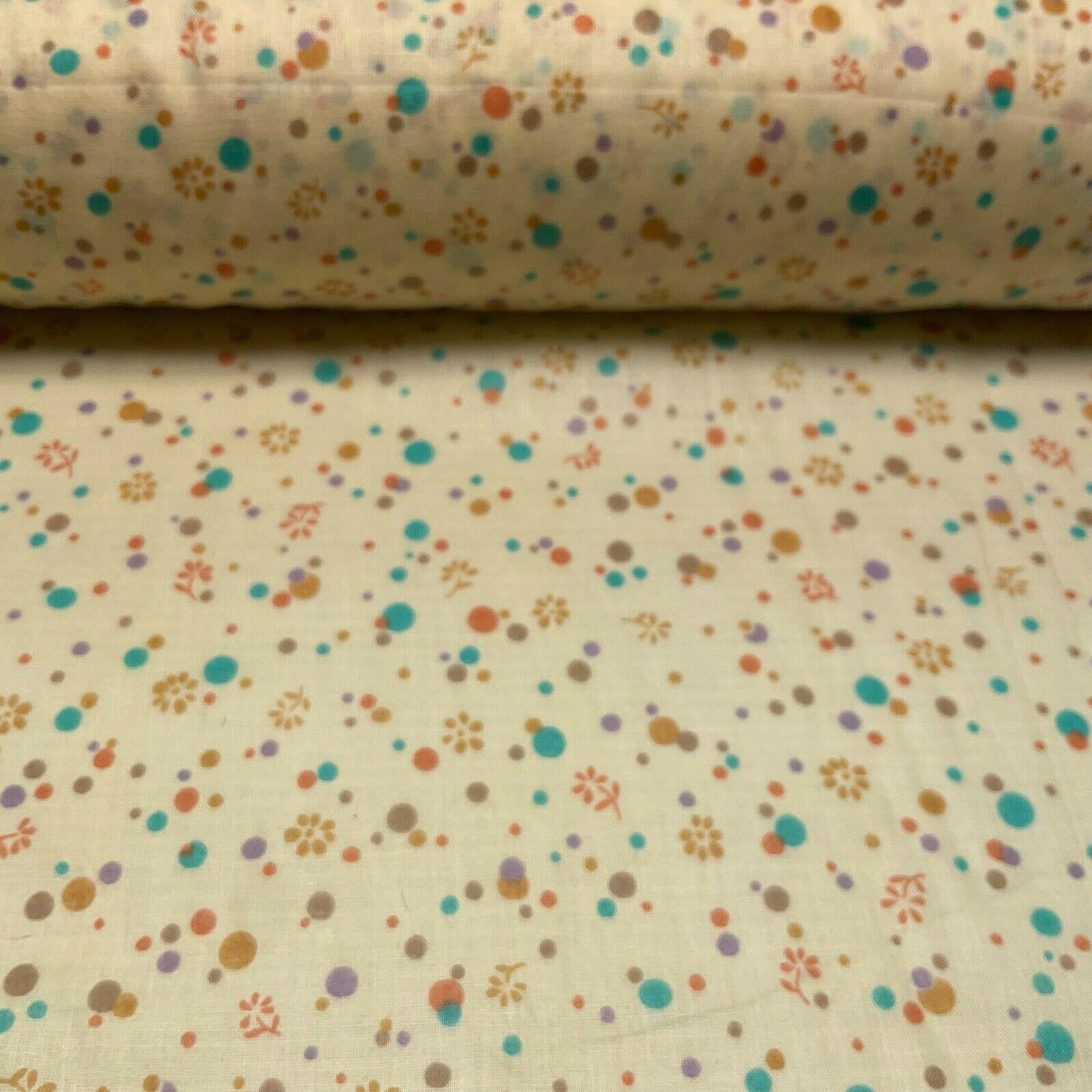 Cotton Lawn Summer small Floral dot Printed Dress fabric 111cm wide M1595