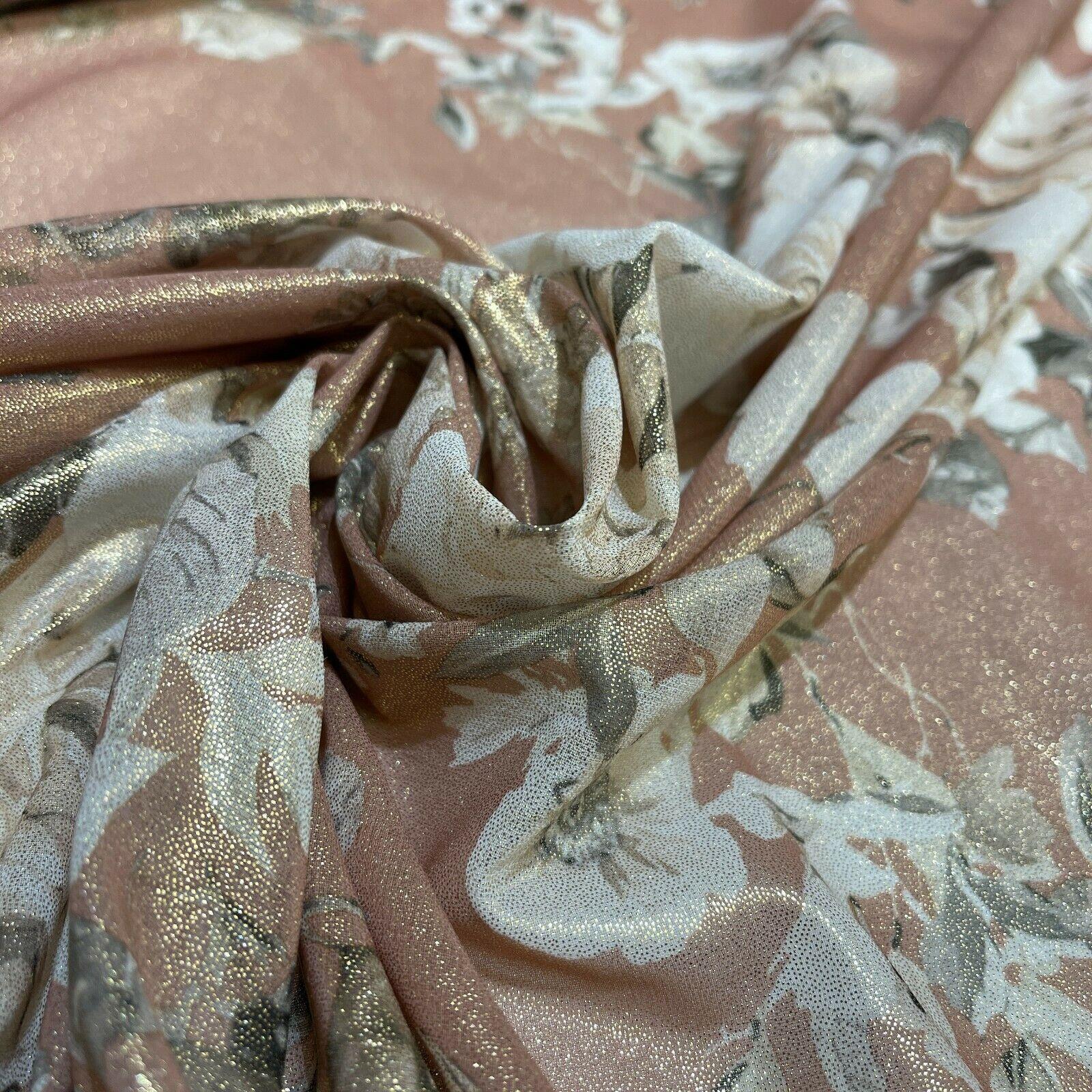 Shimmer Foil Chiffon Floral Designs fabric 147cm wide sold mer metre  M1603