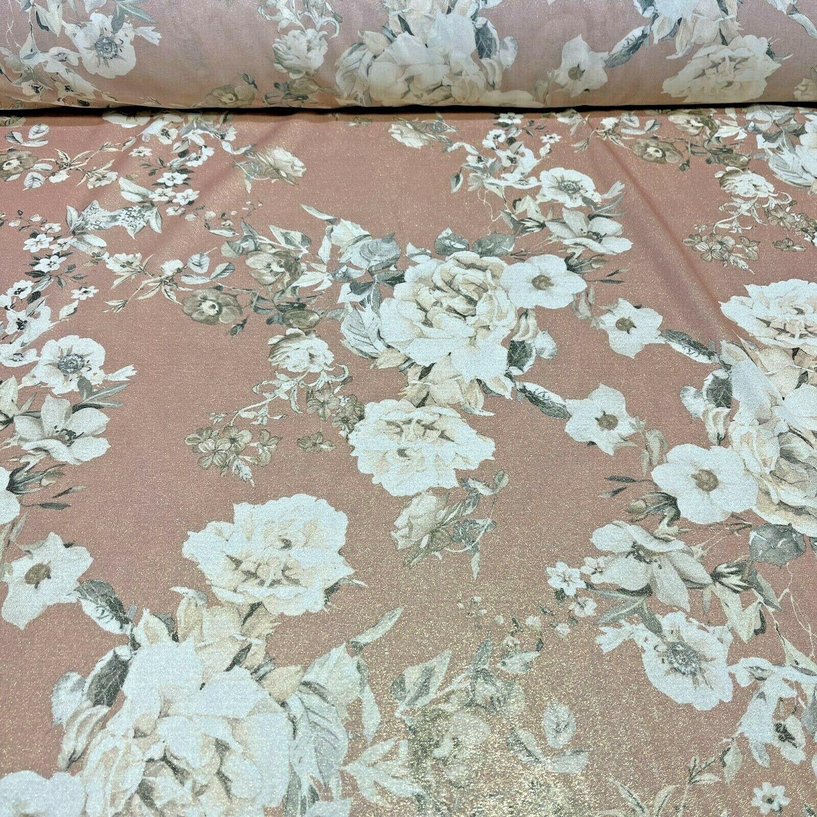 Shimmer Foil Chiffon Floral Designs fabric 147cm wide sold mer metre  M1603