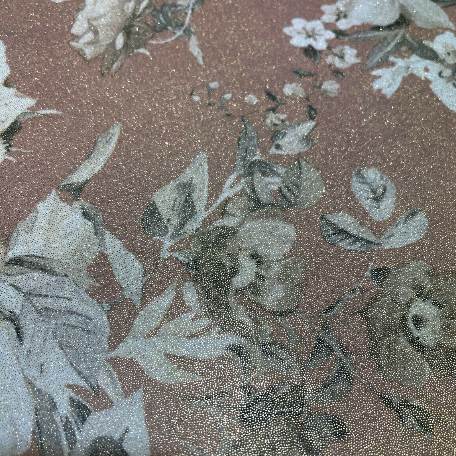 Shimmer Foil Chiffon Floral Designs fabric 147cm wide sold mer metre  M1603